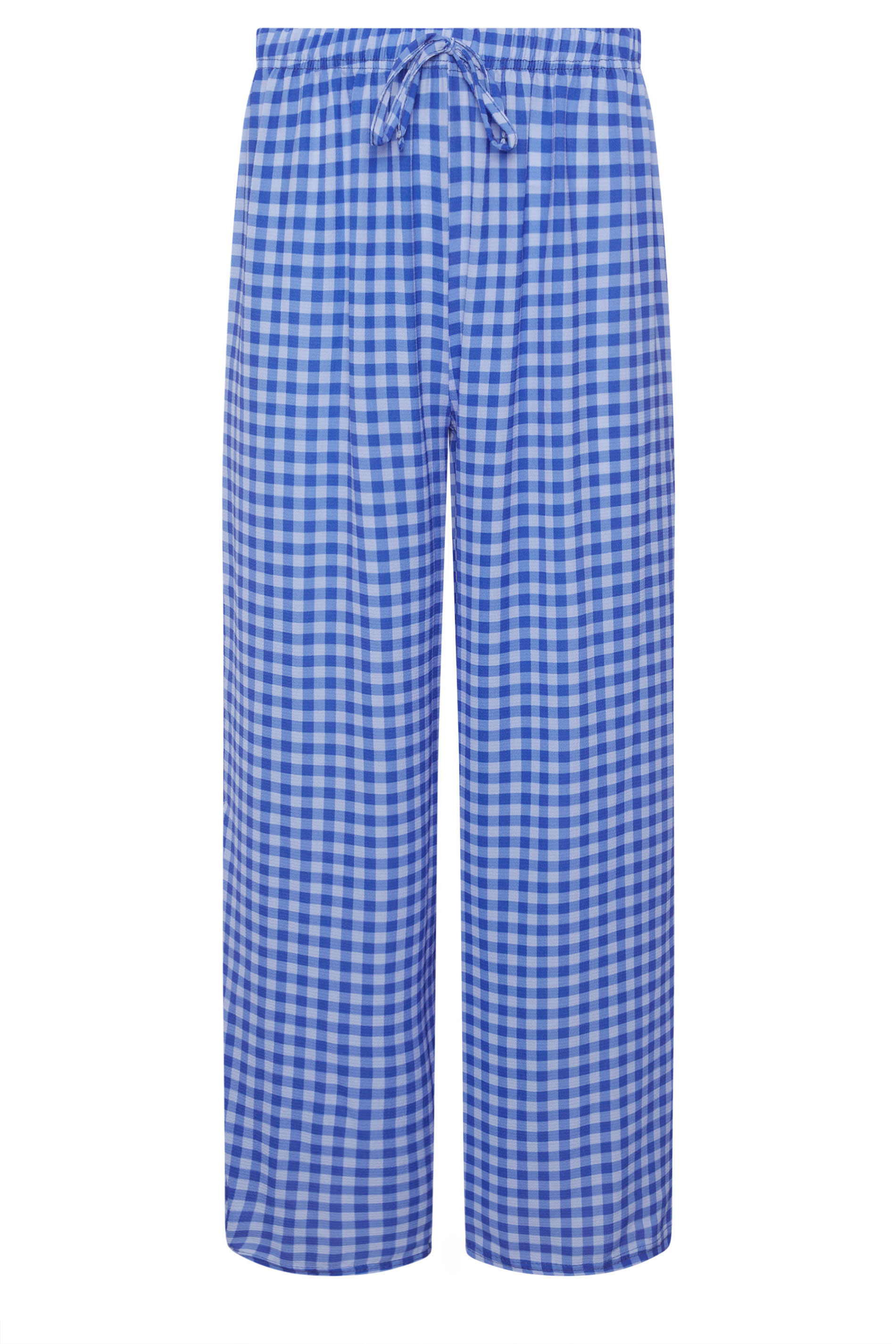 PixieGirl Petite Women's Blue Gingham Wide Leg Trousers | PixieGirl 5