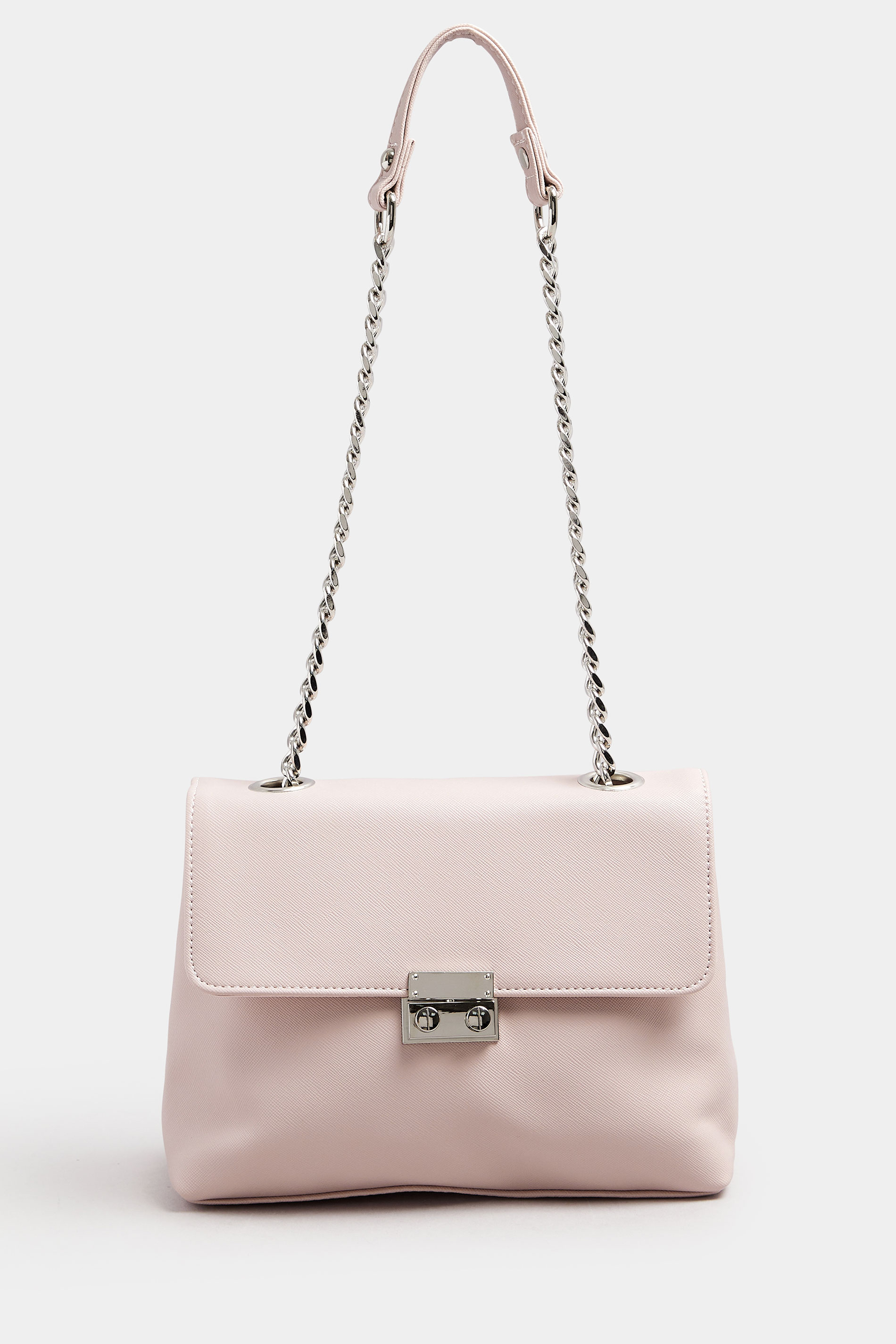 Pink Faux Leather Chain Detail Shoulder Bag | Yours Clothing 4
