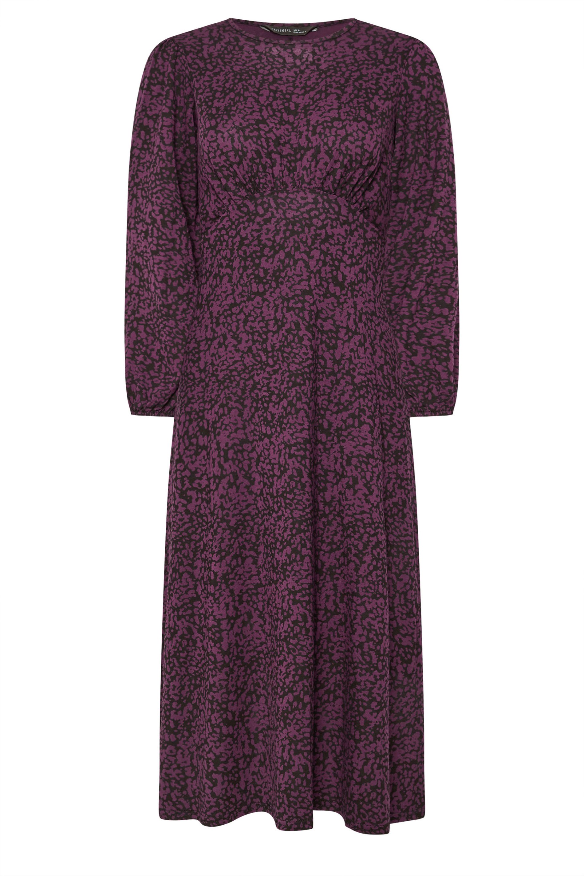 PixieGirl Petite Women's Burgundy Red Abstract Print Smock Dress | PixieGirl 5