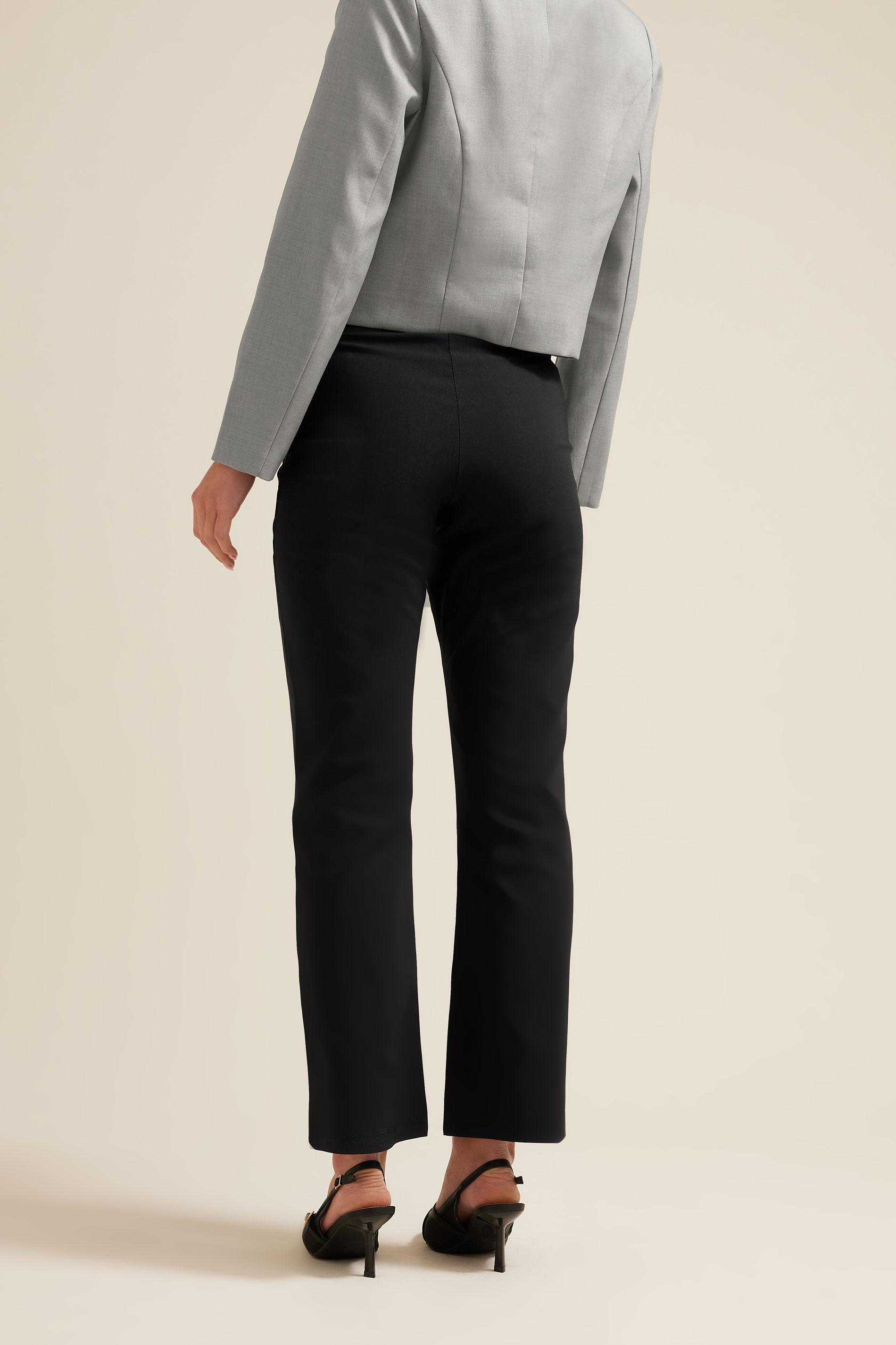 Petite Black Stretch Bengaline Bootcut Trousers | PixieGirl 4