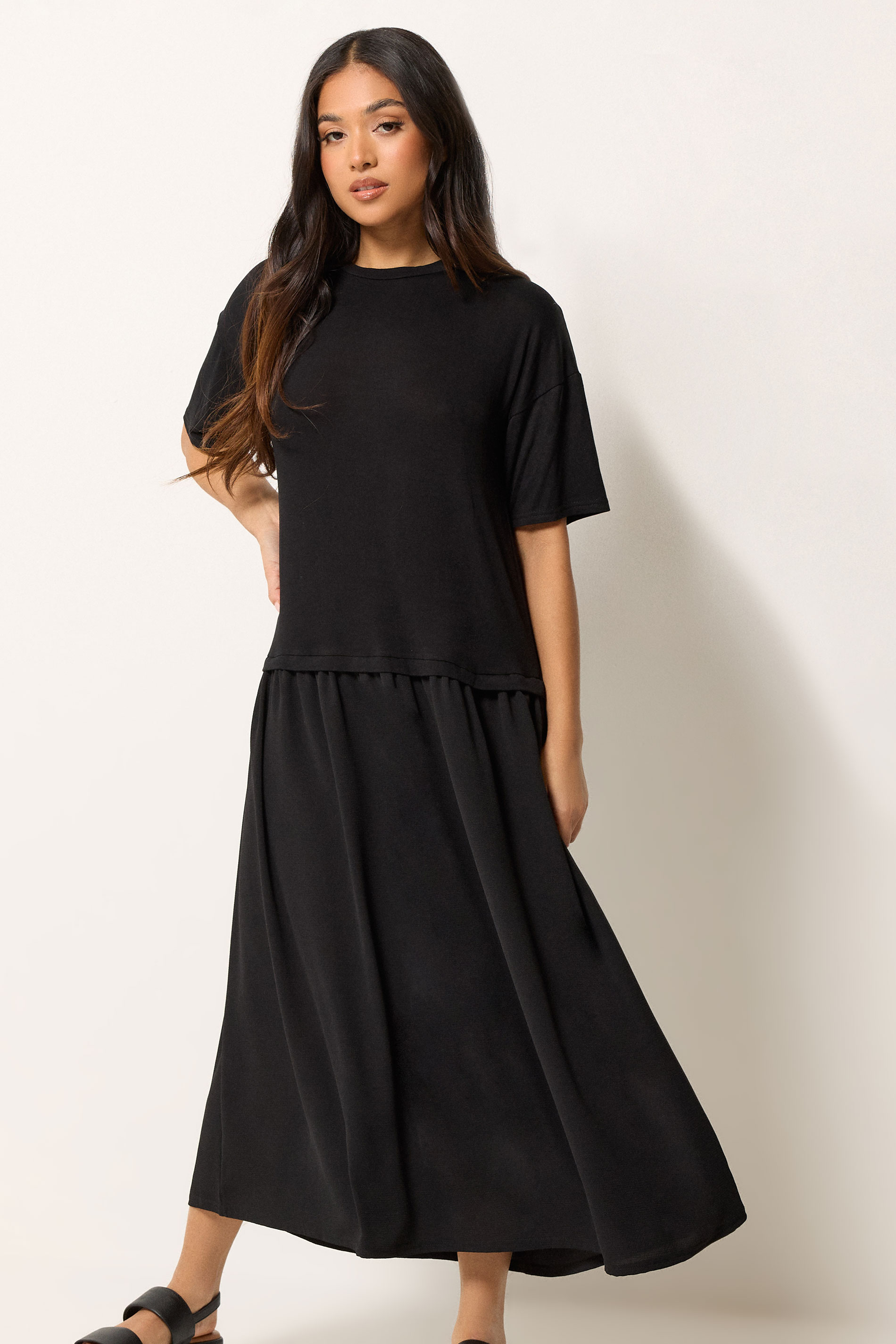 Pixiegirl Women's Black Petite Drop Waist Maxi Dress Size 14