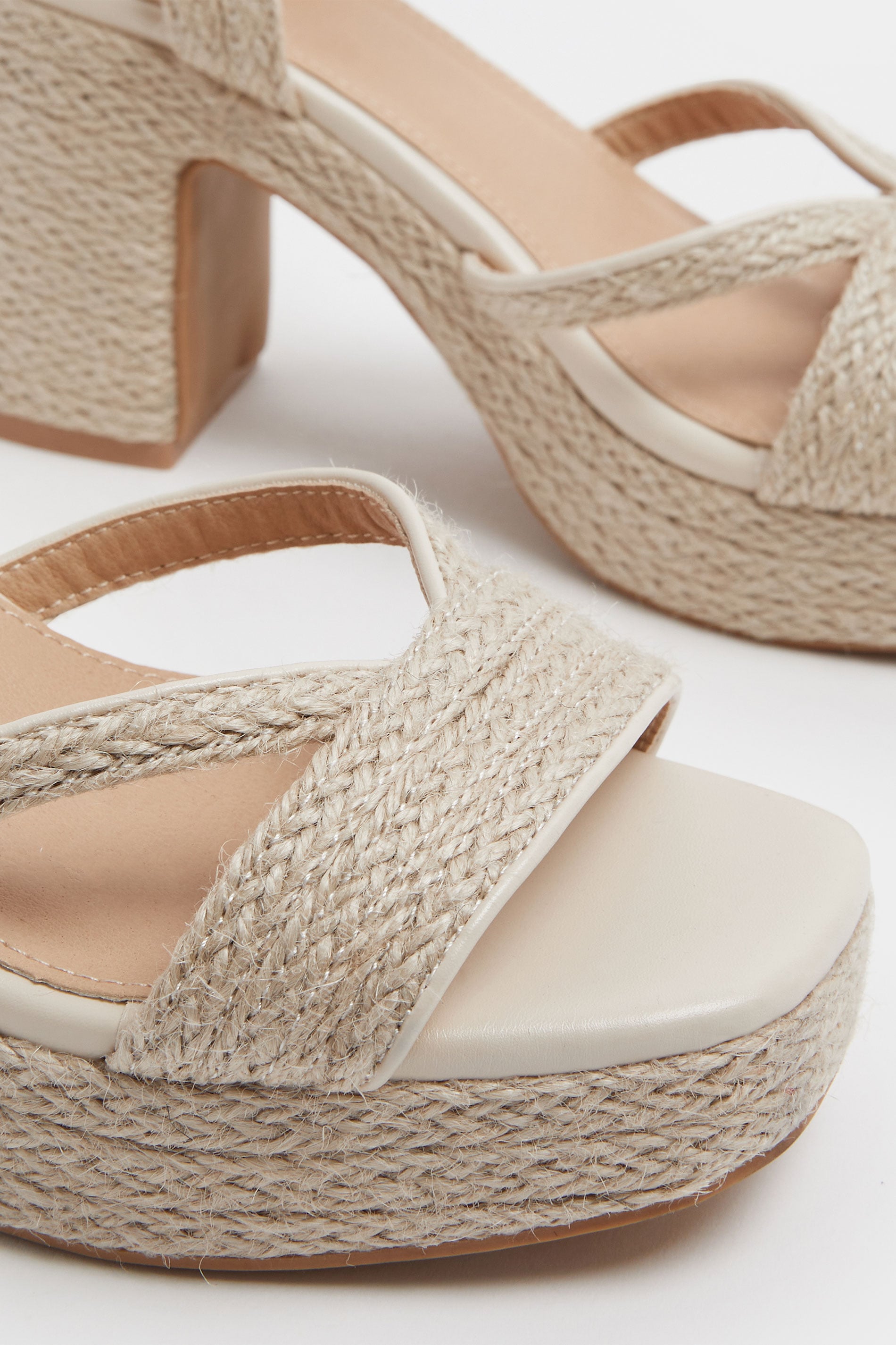Natural Brown Rope Heel Sandals In Wide E Fit | Yours Clothing 5