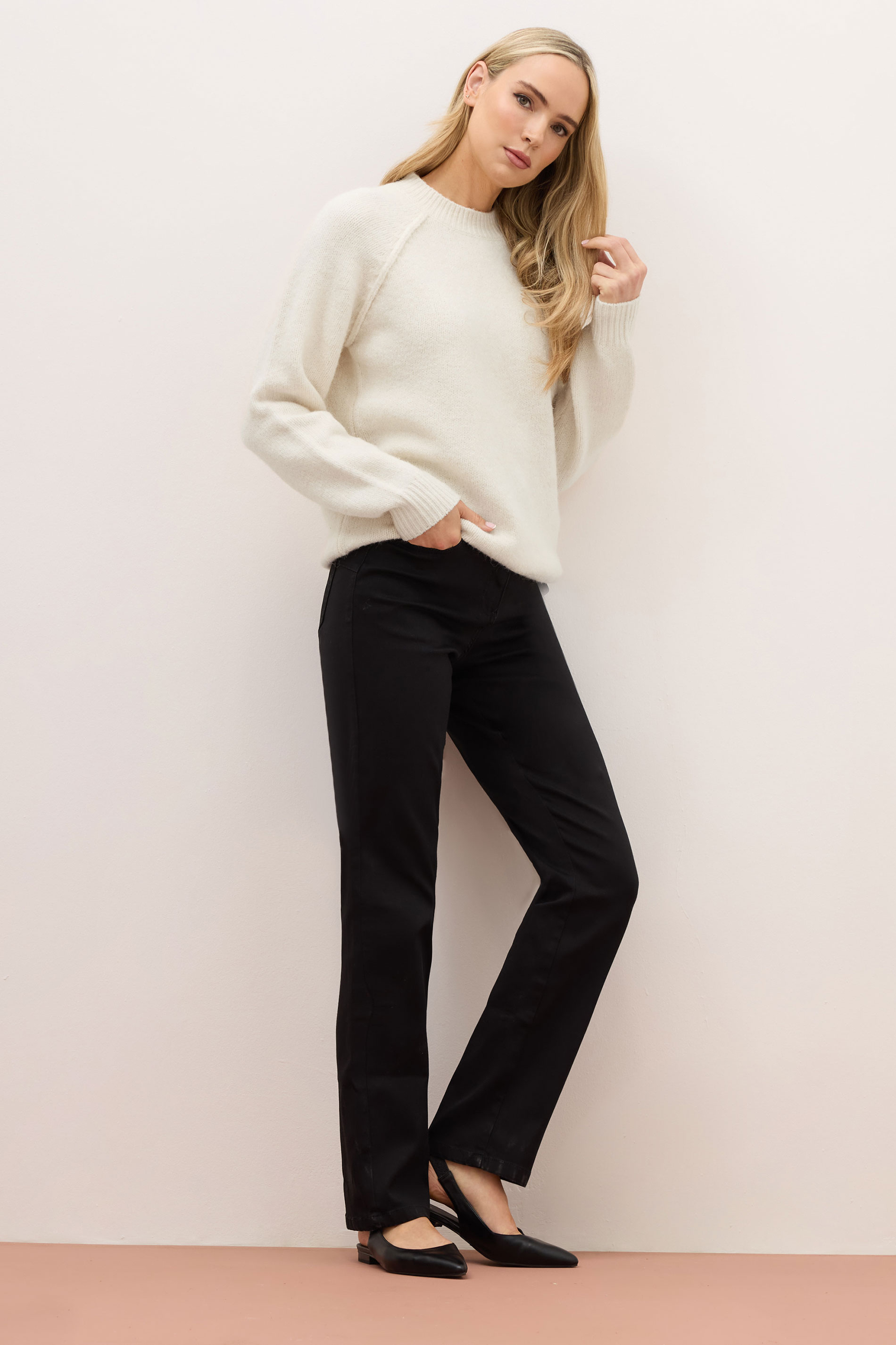 LTS PREMIUM Tall Ivory White Wool Seam Front Jumper | Long Tall Sally 3
