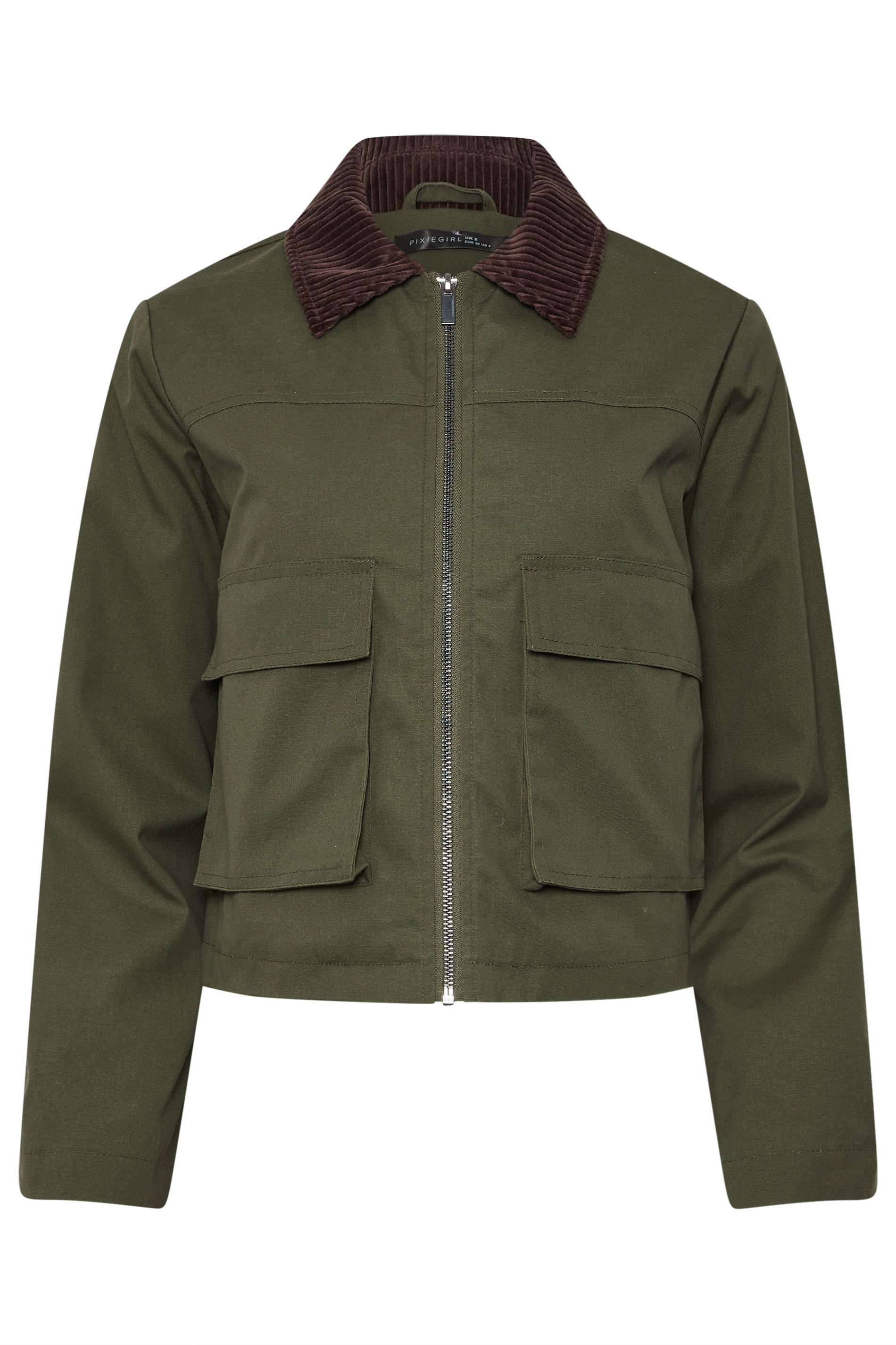 PixieGirl Petite Women's Green Cord Collar Barn Jacket | PixieGirl 7