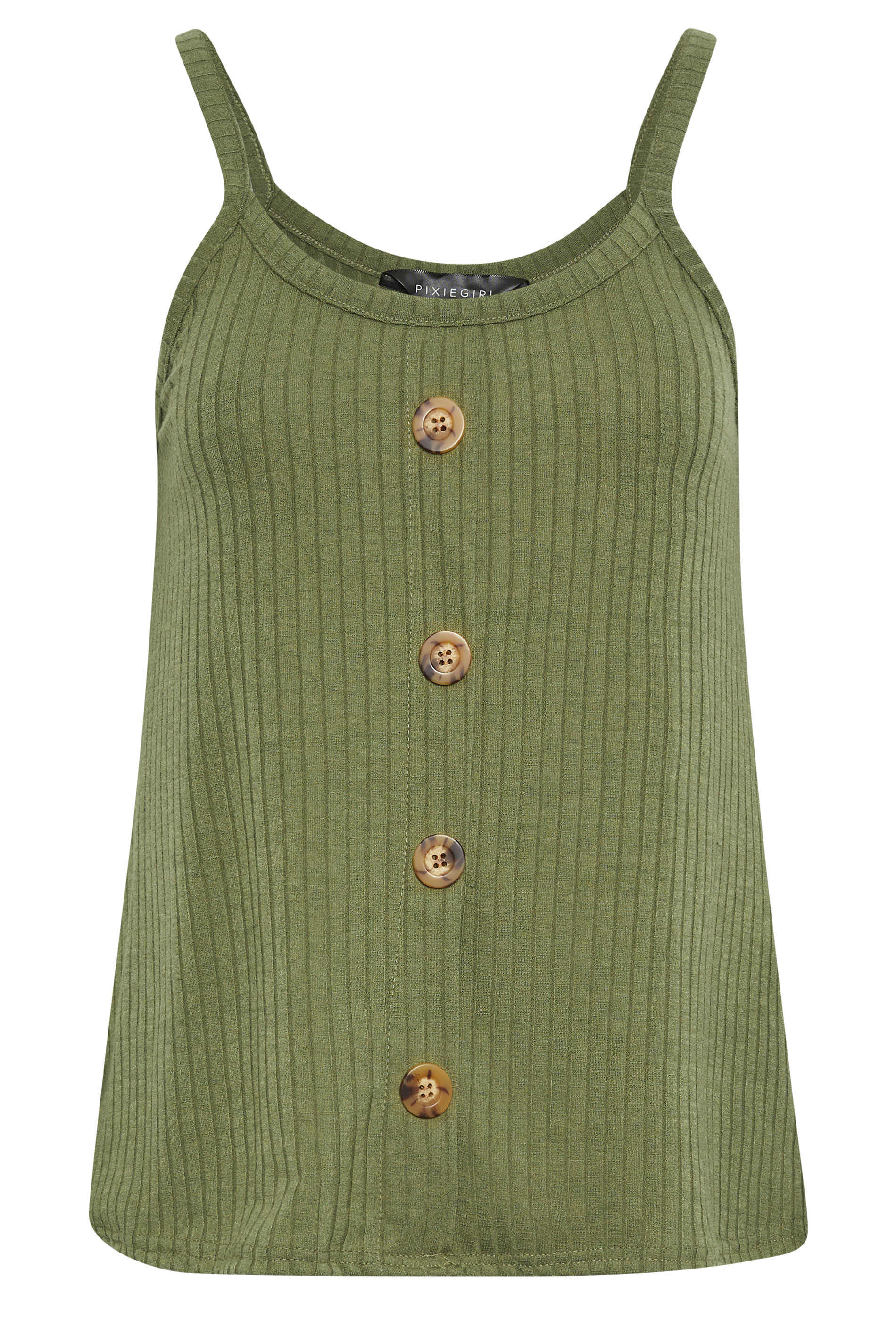 PixieGirl 2 PACK Petite Womens Black & Khaki Green Button Down Cami Tops | PixieGirl 9