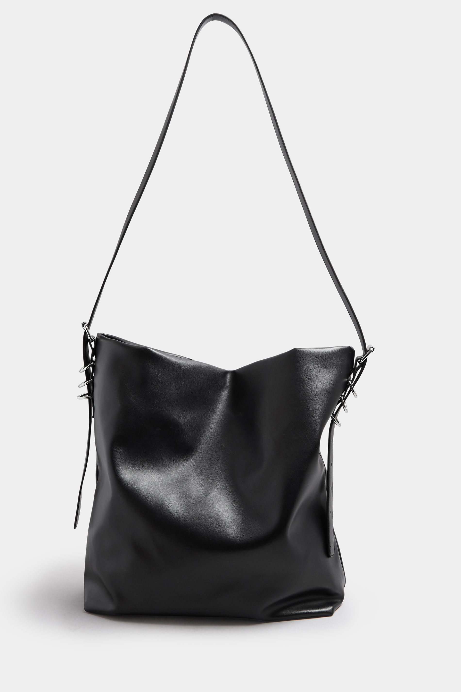 Black Faux Leather Slouched Shoulder Bag | Yours Clothing 4