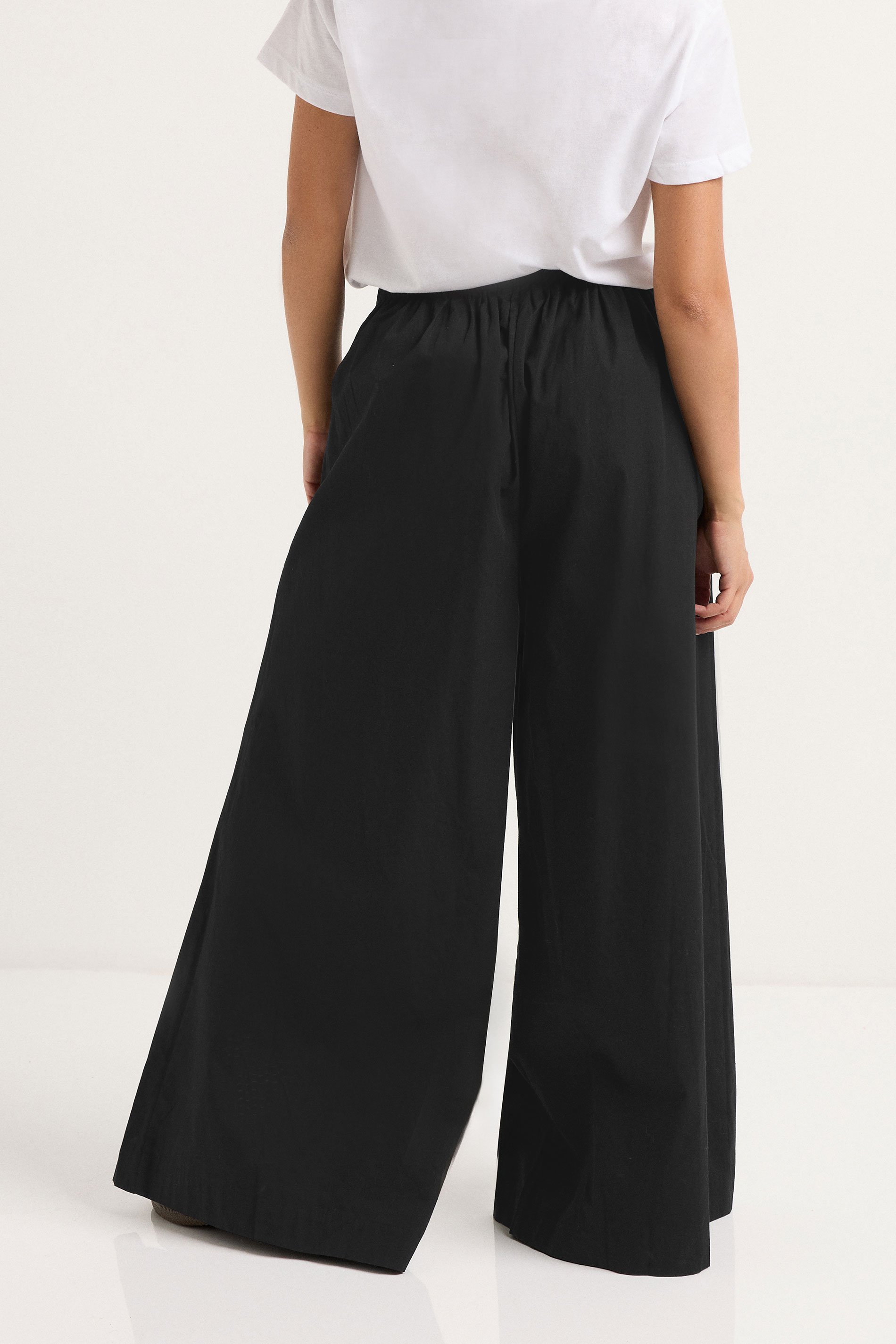PixieGirl Petite Women's Black Button Wide Palazzo Trousers | PixieGirl 3
