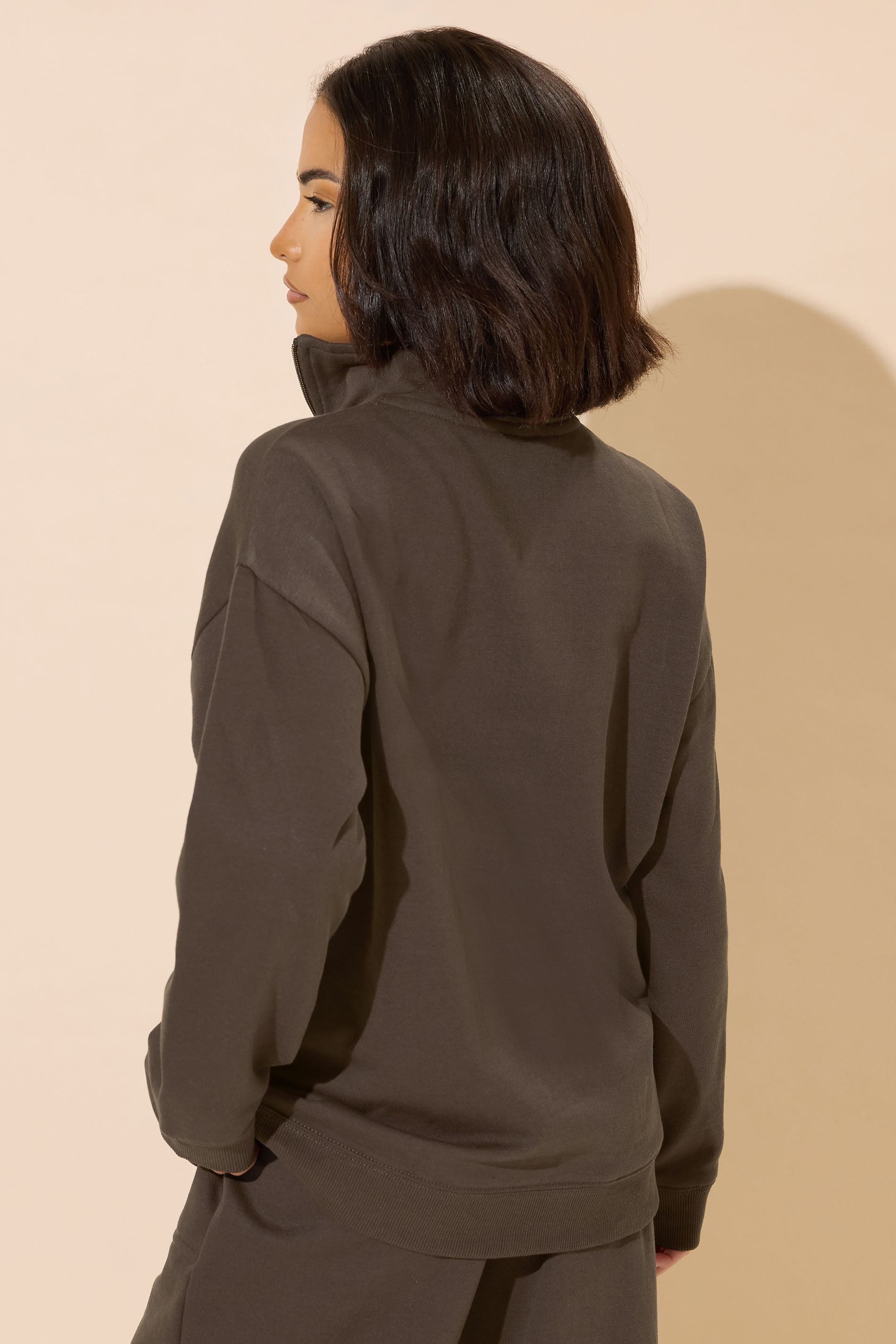 PixieGirl Petite Women's Chocolate Brown Quarter Zip Sweatshirt | PixieGirl 4