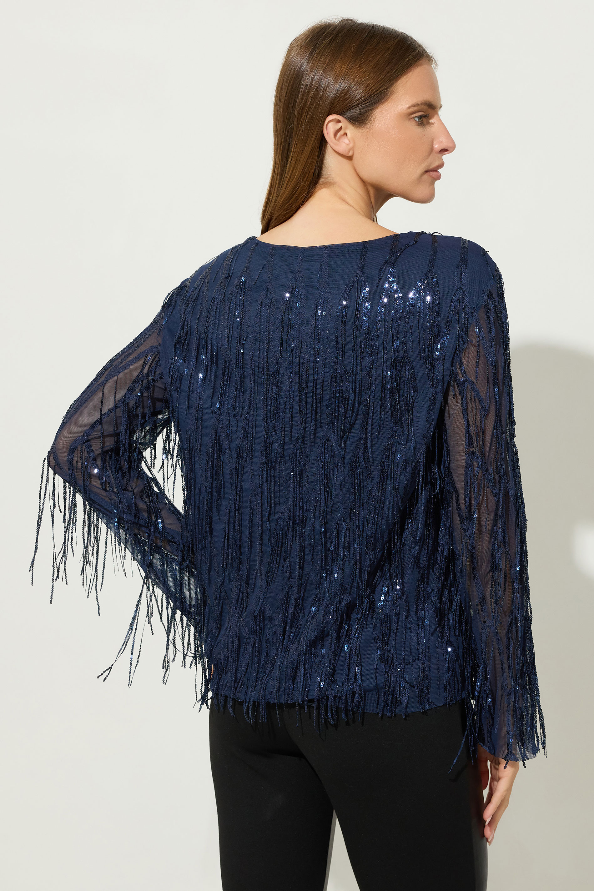 STAR Navy Blue Sequin Tassel Top | StarByJM 5