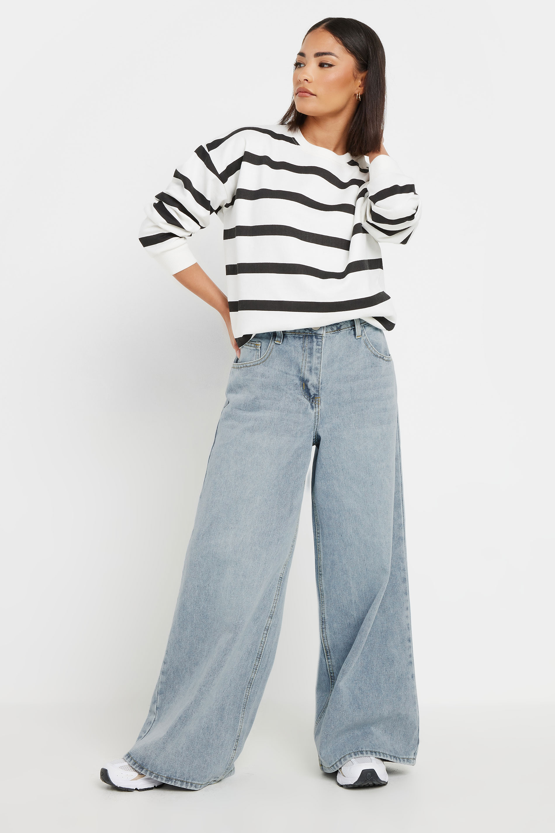 PixieGirl Petite Women's Light Blue Denim Palazzo Wide Leg Jean | PixieGirl 1