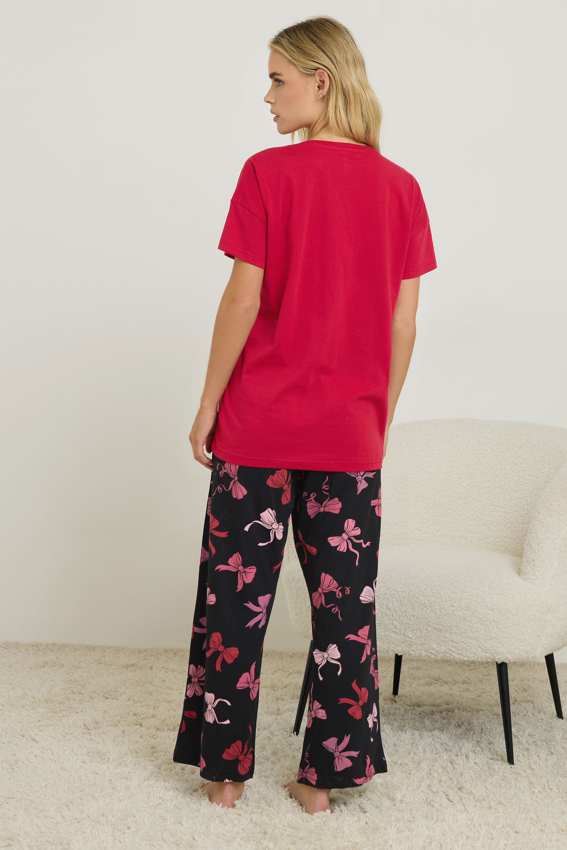 PixieGirl Petite Women's Red 'In My Bow Era' Slogan Pyjama Set| PixieGirl 4