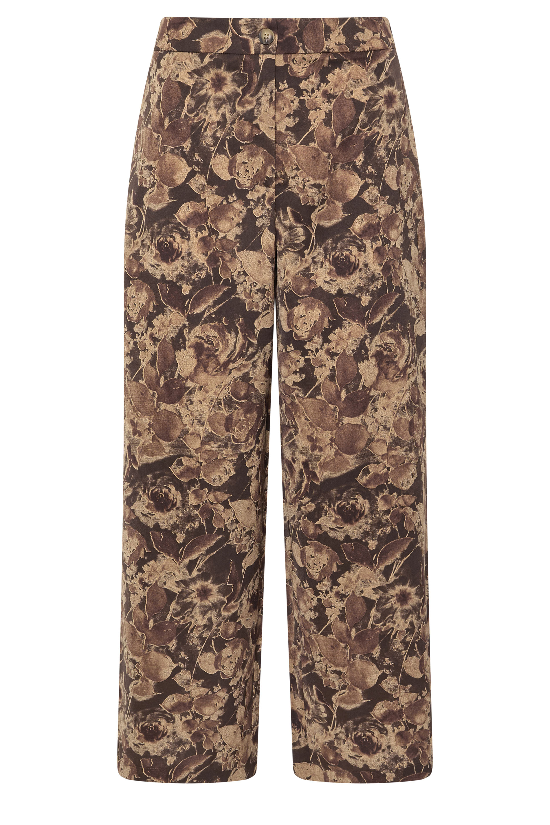 PixieGirl Petite Women's Brown Floral Wide Leg Trousers | PixieGirl 1