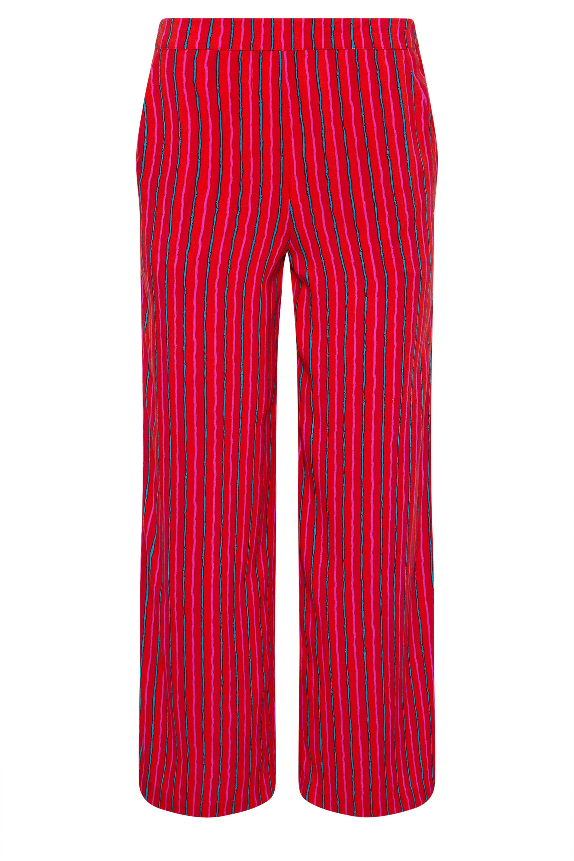 PixieGirl Petite Women's Pink & Red Stripe Wide Leg Trousers | PixieGirl 6
