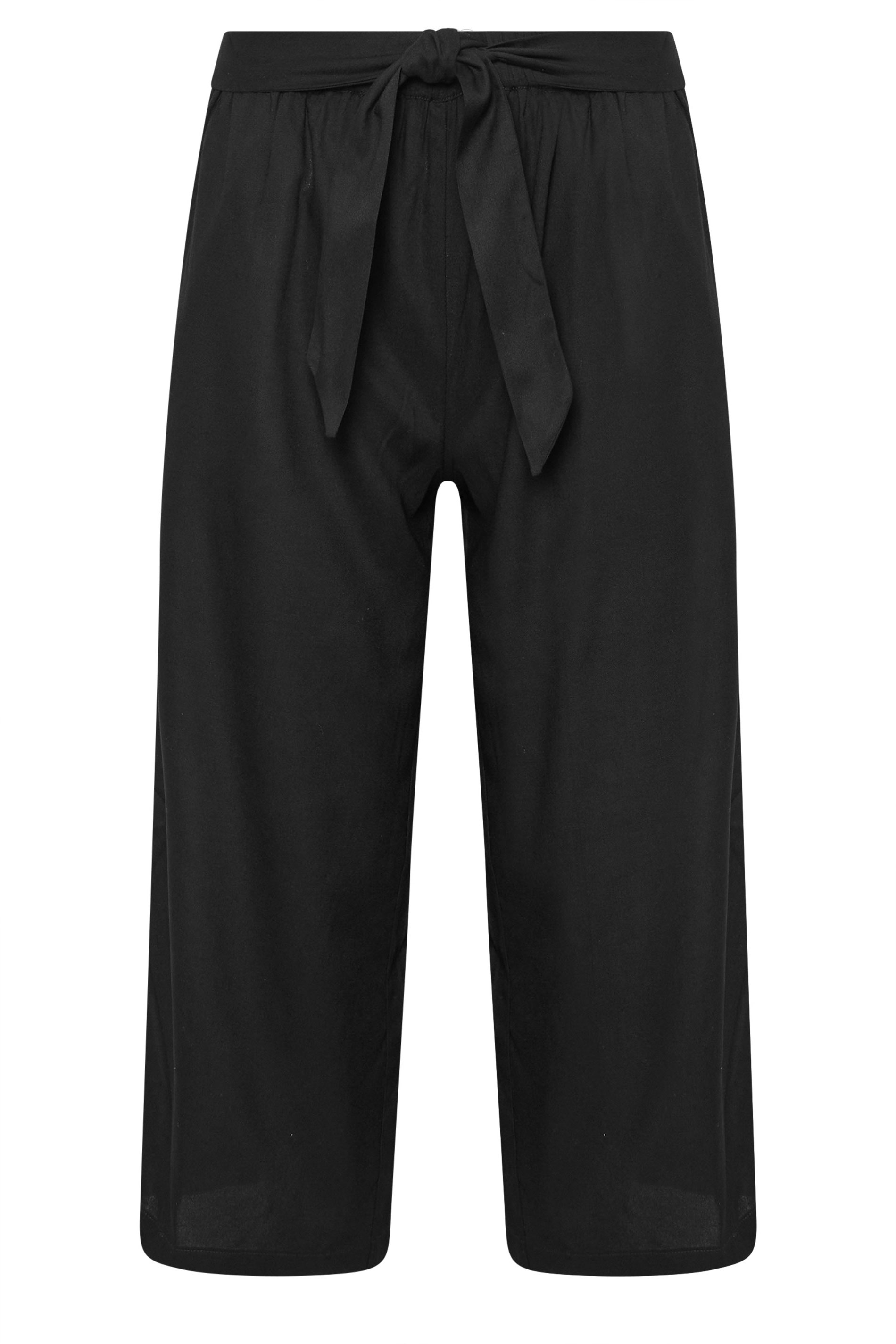 PixieGirl Petite Women's Black Cropped Belted Wide Leg Trousers | PixieGirl 5