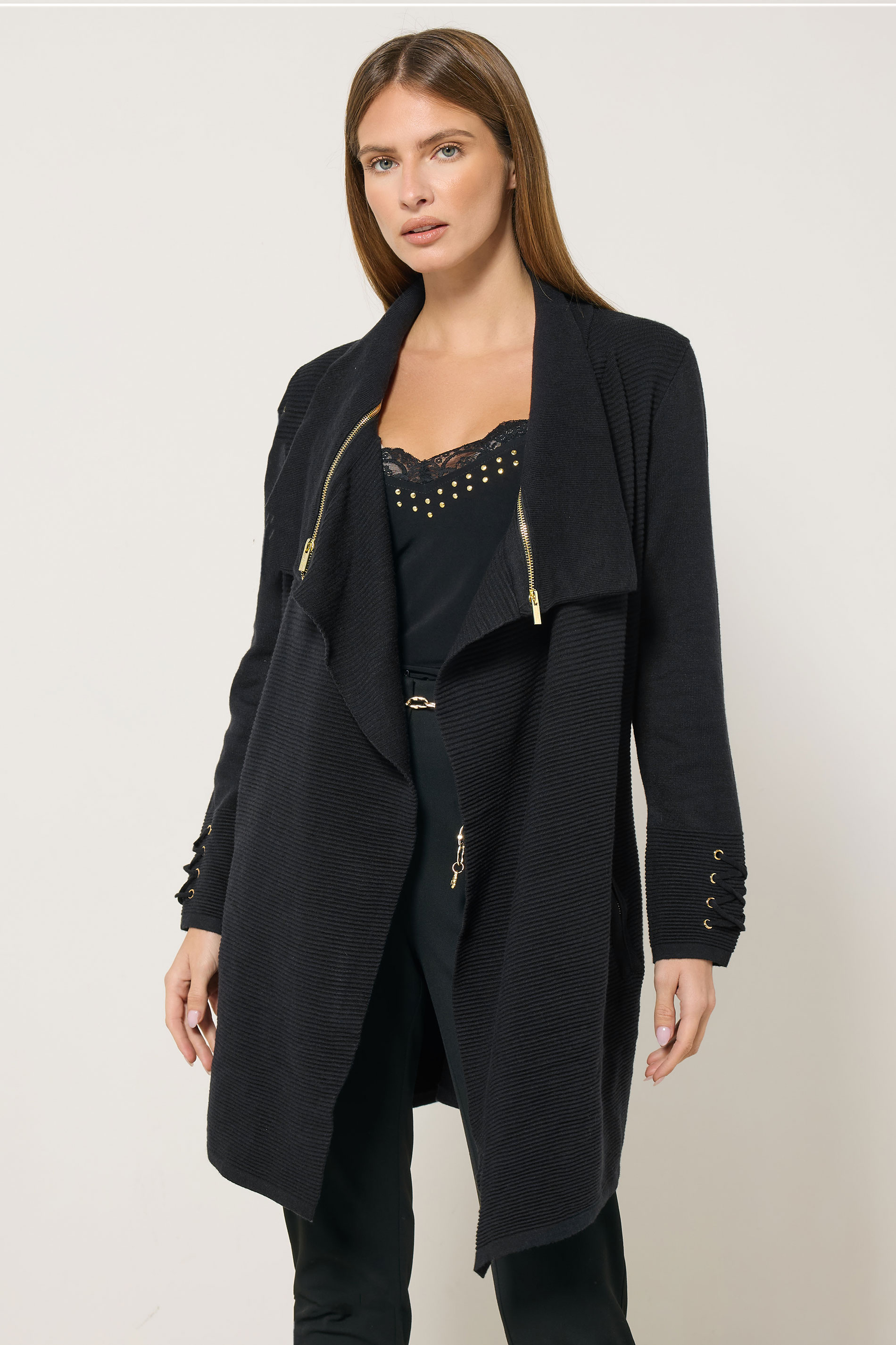 STAR Black Zip Detail Cardigan | StayByJM 1