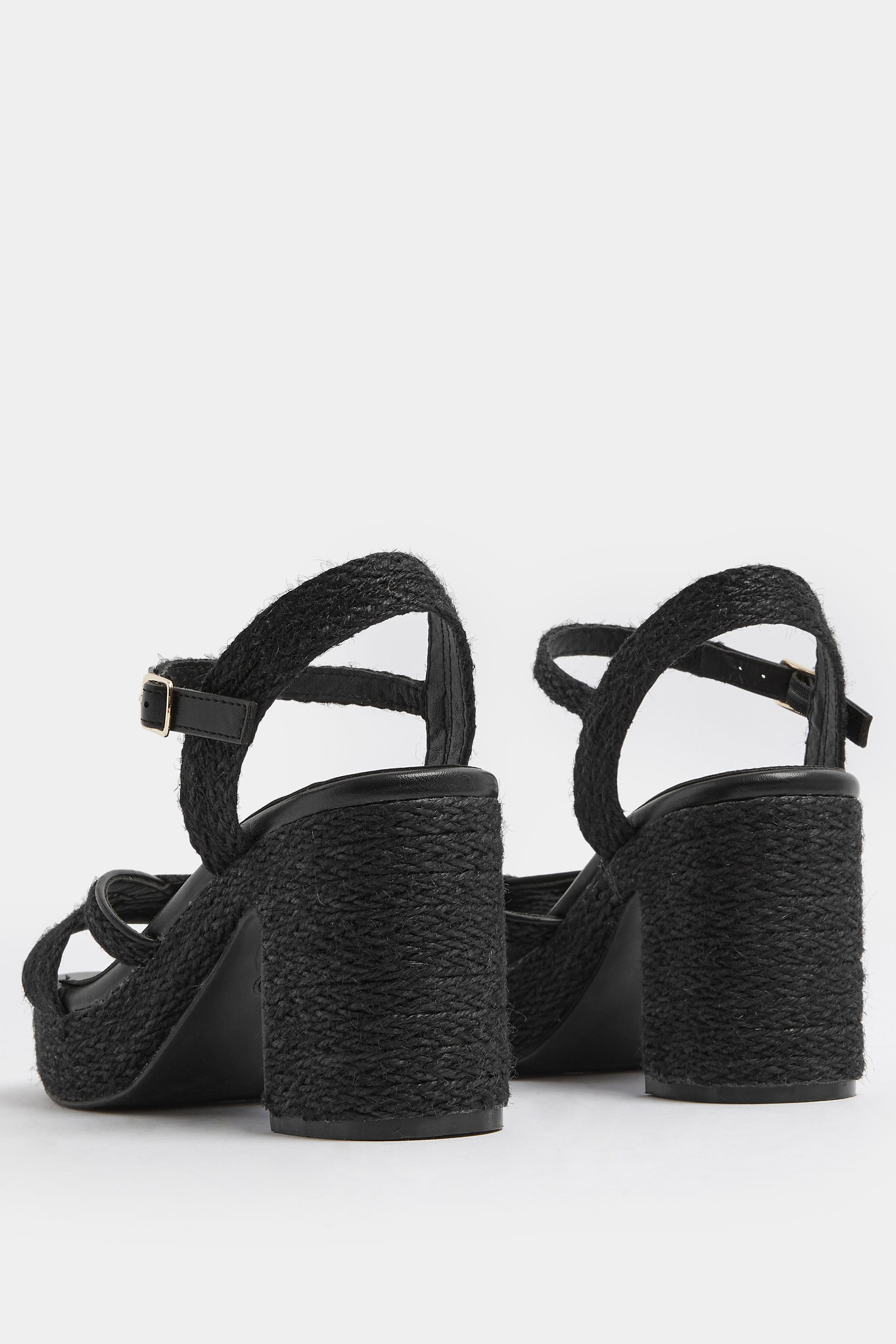 Black Rope Heel Sandals In Wide E Fit | Yours Clothing 4
