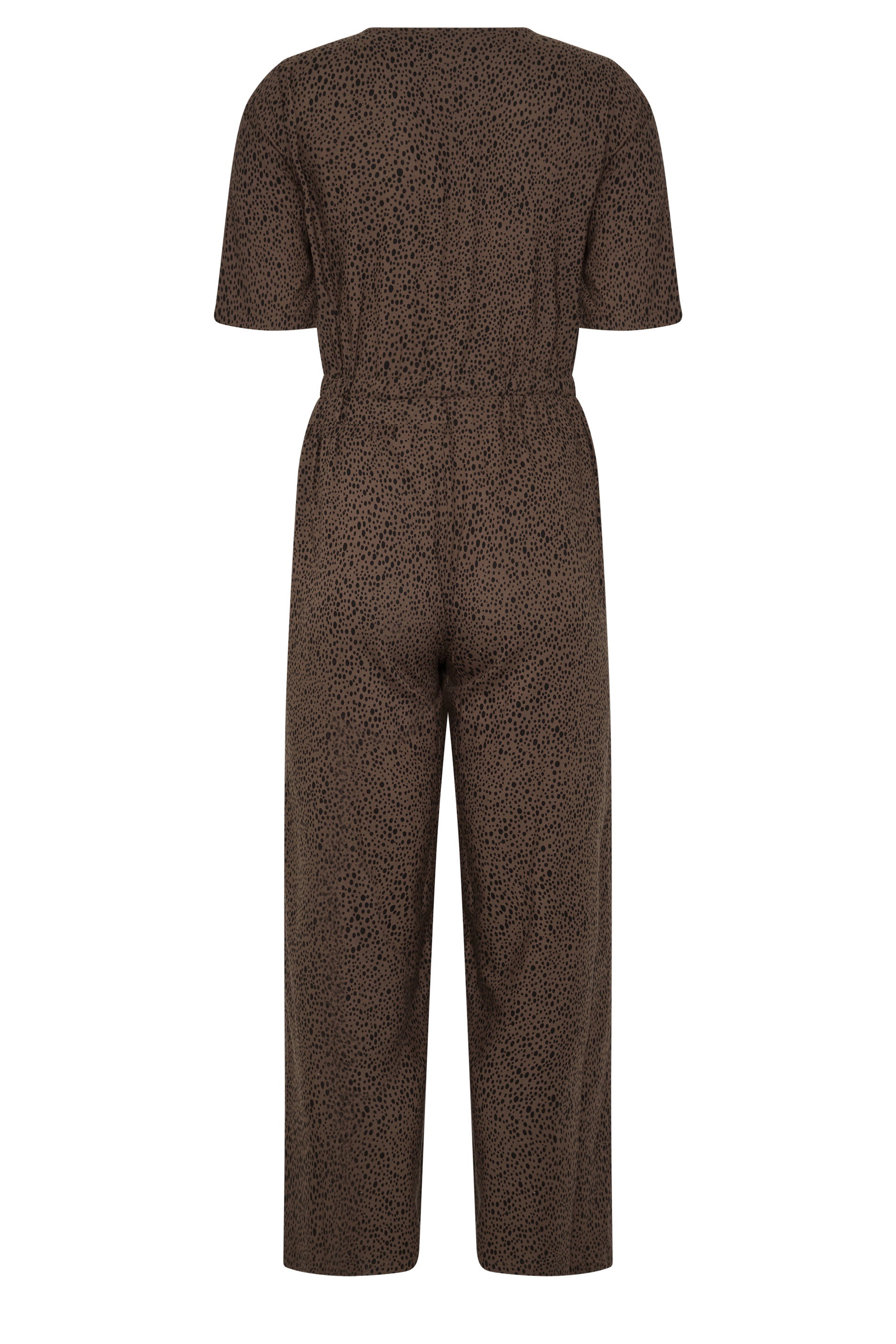 M&Co Petite Brown Spot Print Short Sleeve Jumpsuit | M&Co 6
