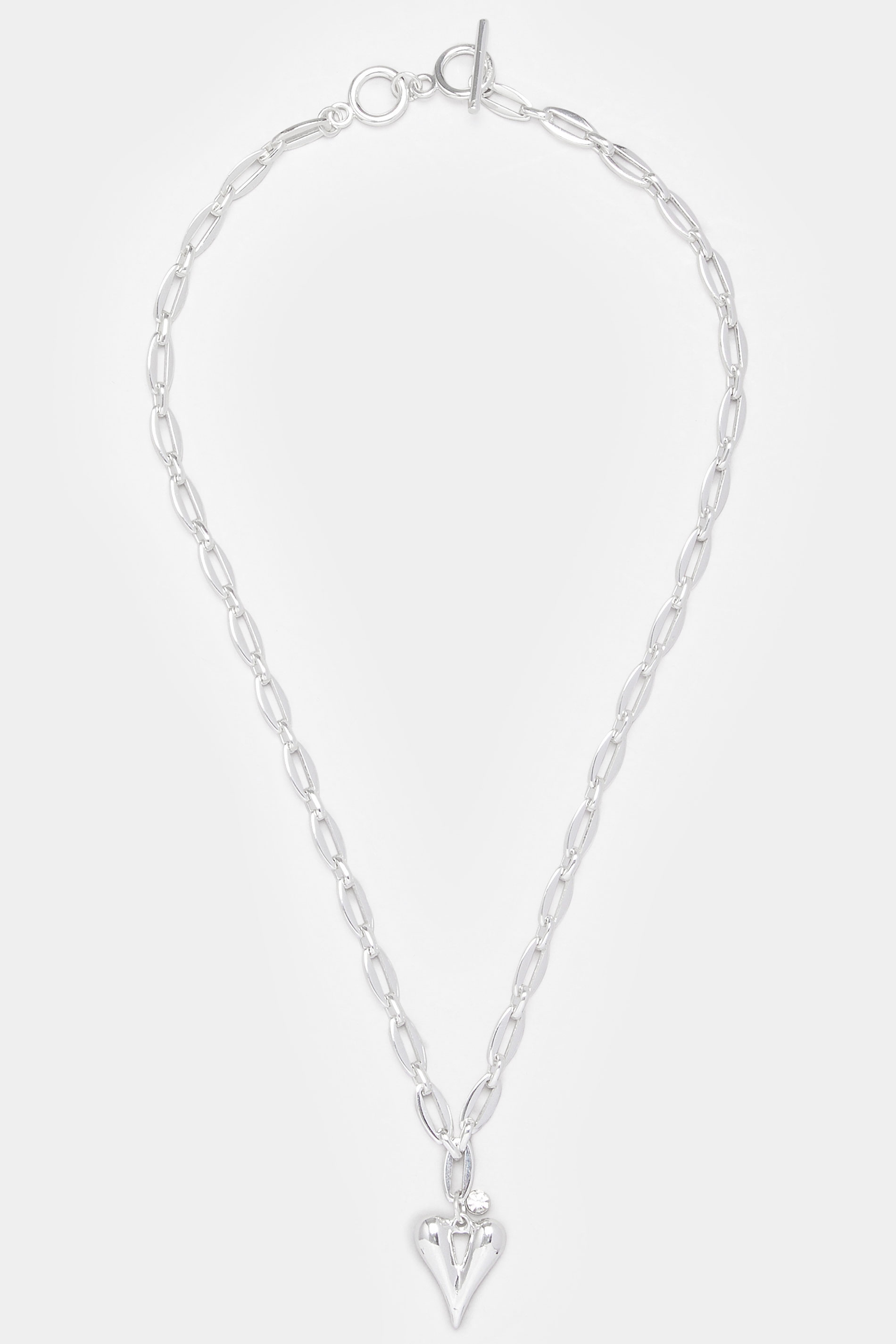Silver Tone Polished Heart Charm Necklace | Yours Clothing 2