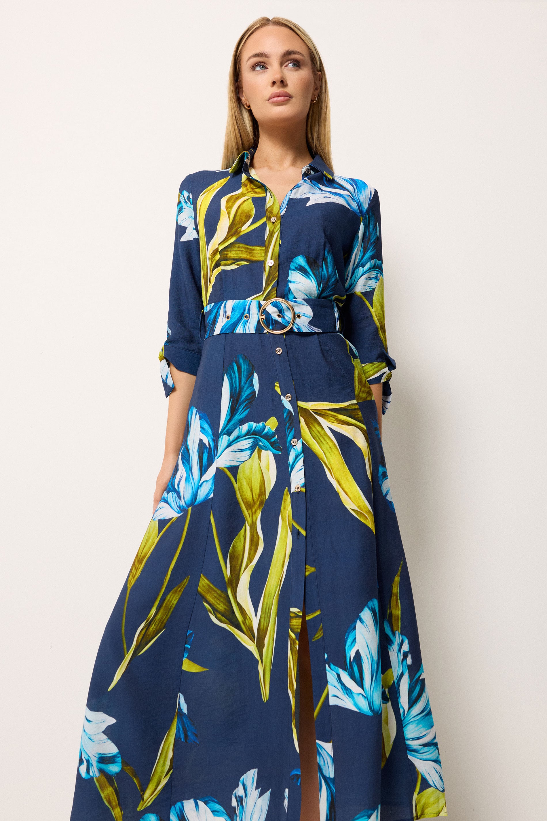STAR Blue Floral Print Shirt Dress | StarByJM 1