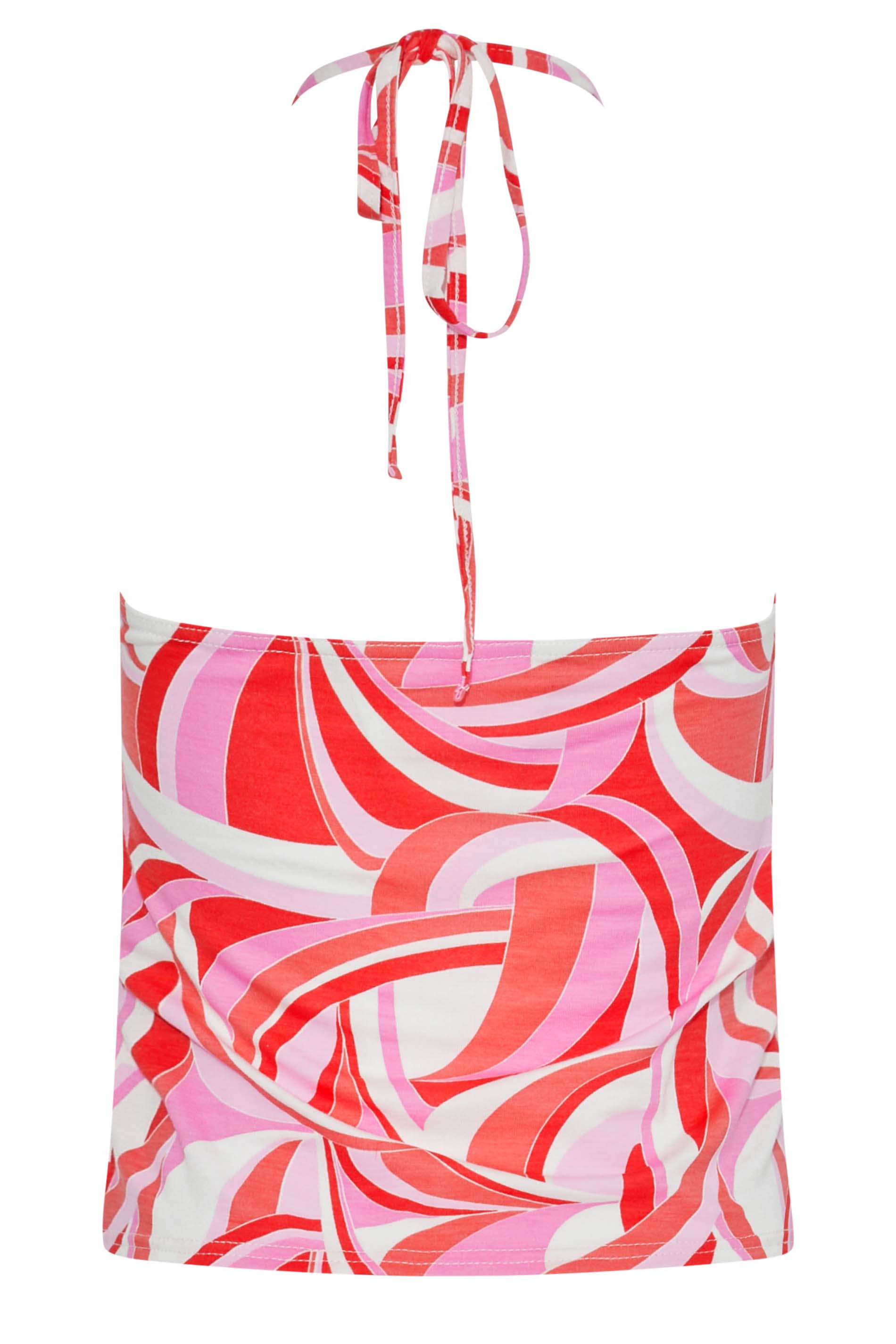 Petite Pink Swirl Print Halter Neck Top | PixieGirl 7