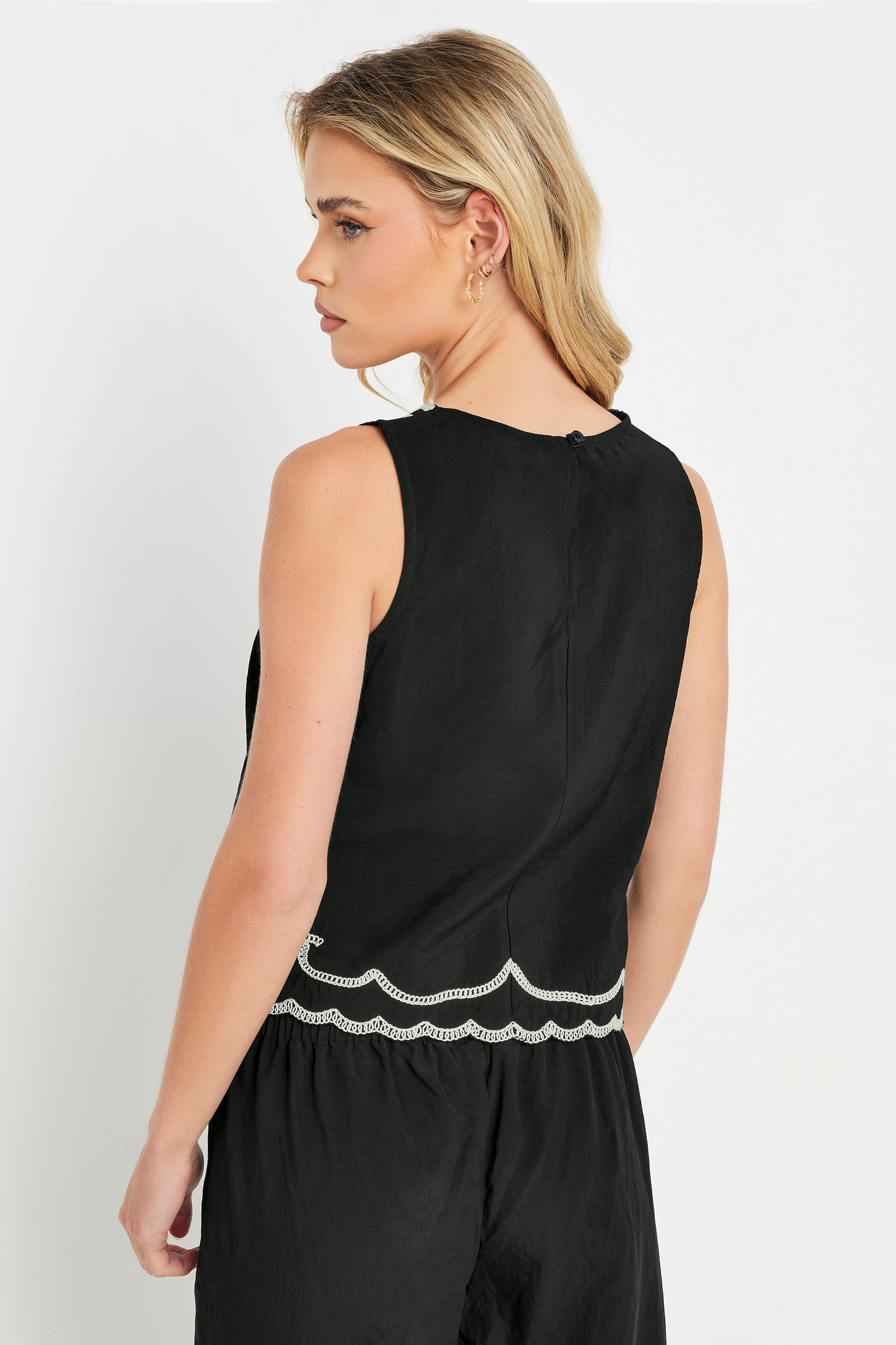 PixieGirl Petite Women's Black Embroidered Sleeveless Top | PixieGirl 3