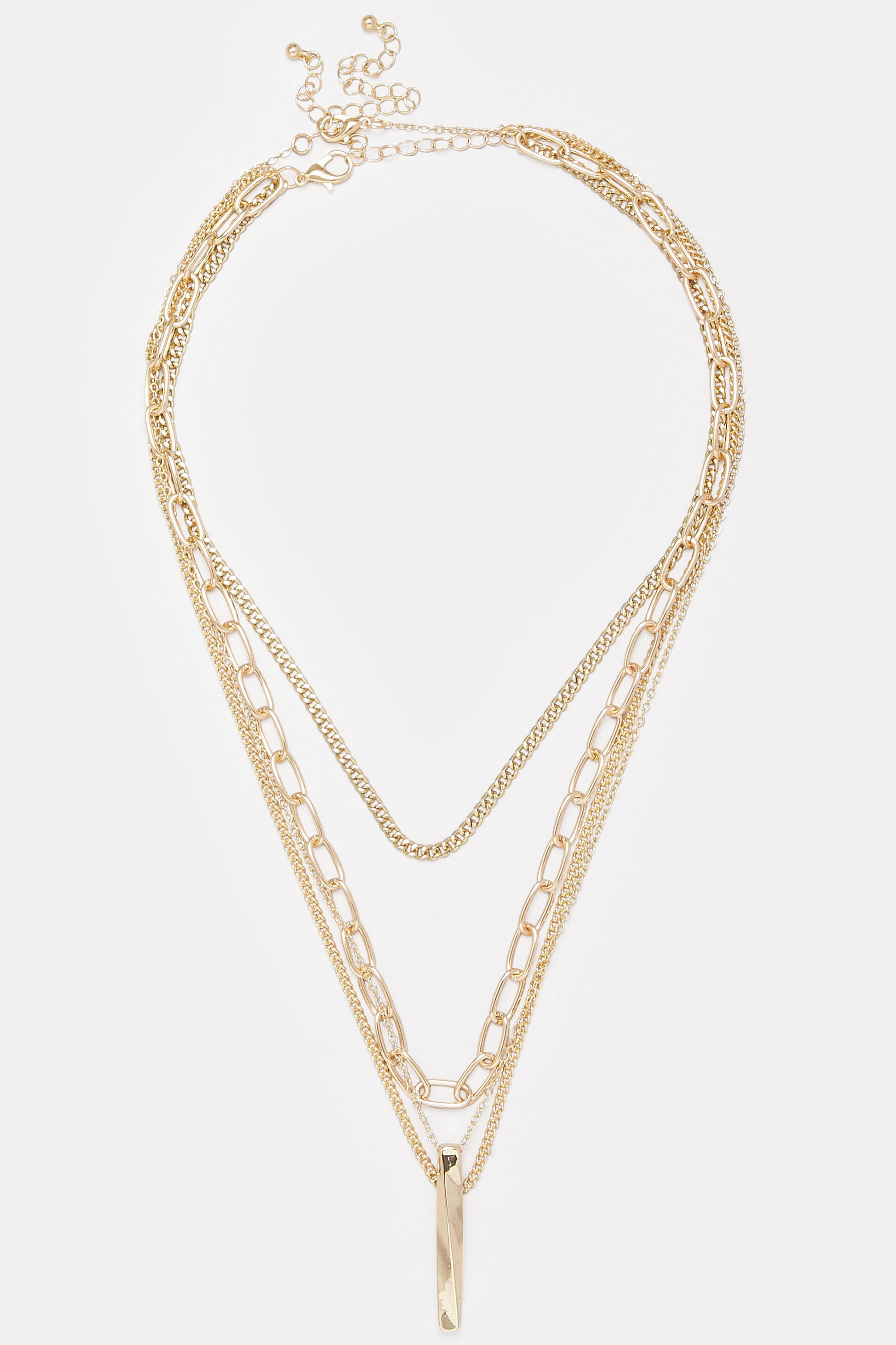2 PACK Gold Tone Layered Chain Necklace Set | Yours Clothing 2