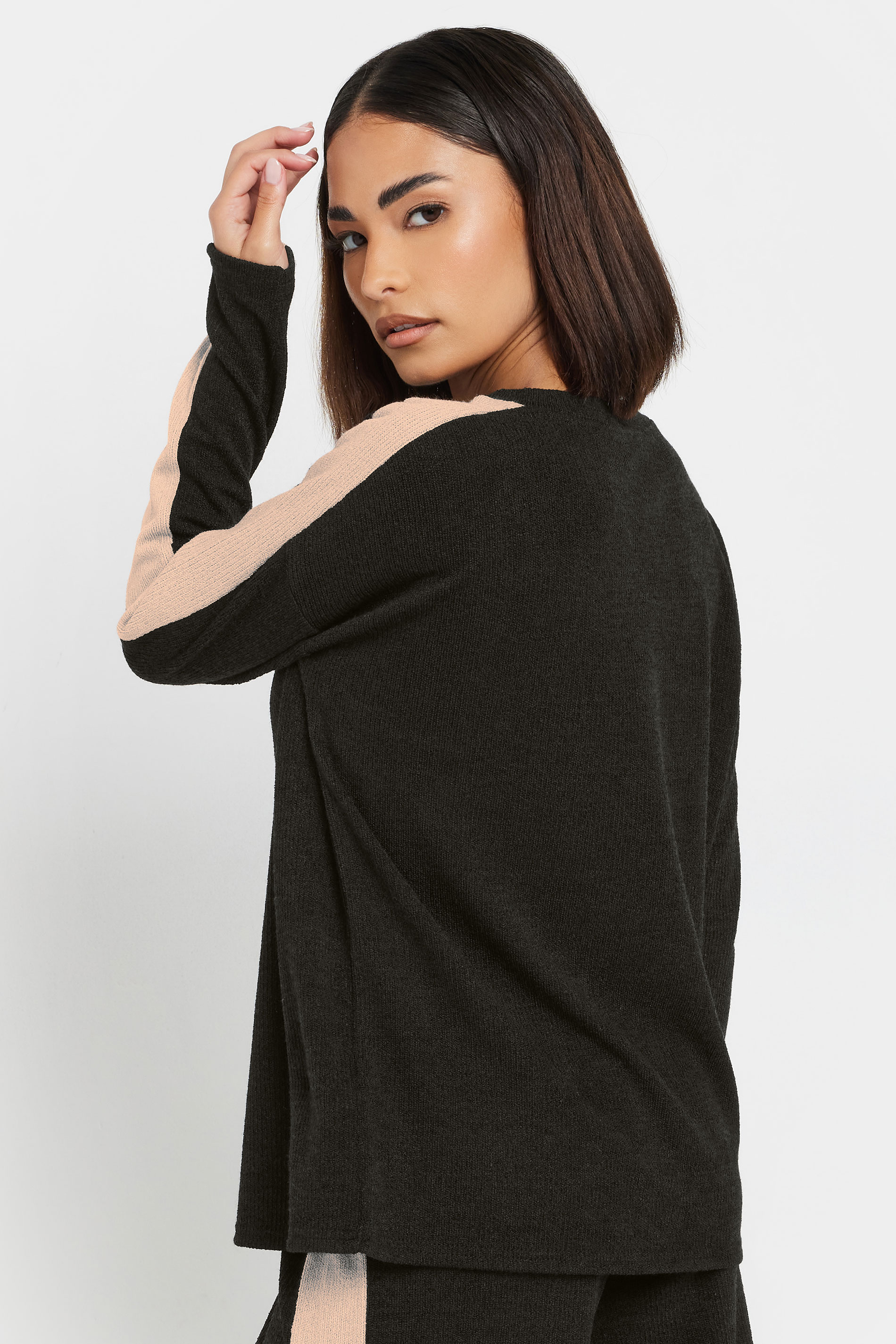PixieGirl Petite Women's Black Soft Touch Side Stripe Jumper | PixieGirl 4