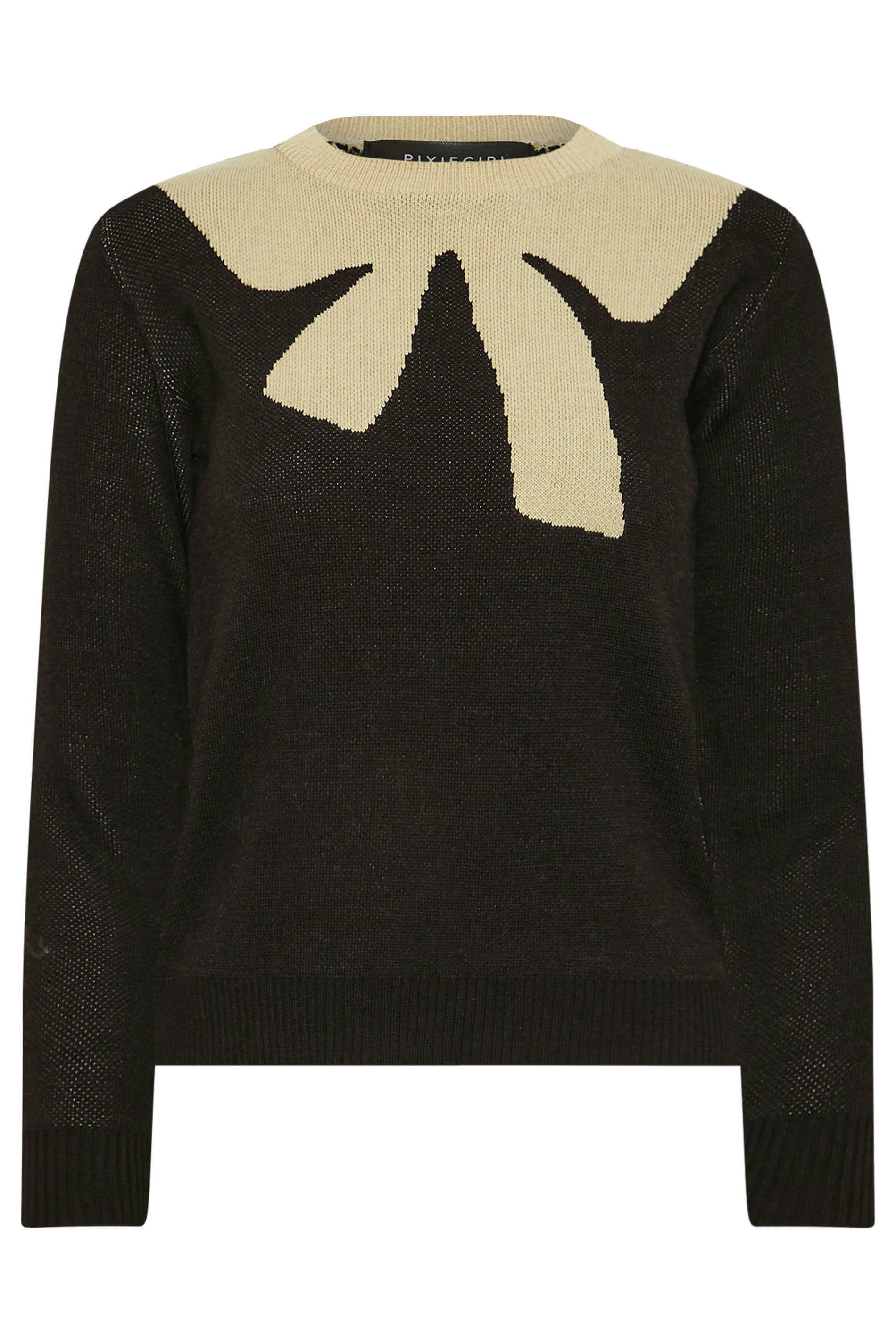 PixieGirl Petite Women's Black Bow Knitted Design Jumper | PixieGirl 5