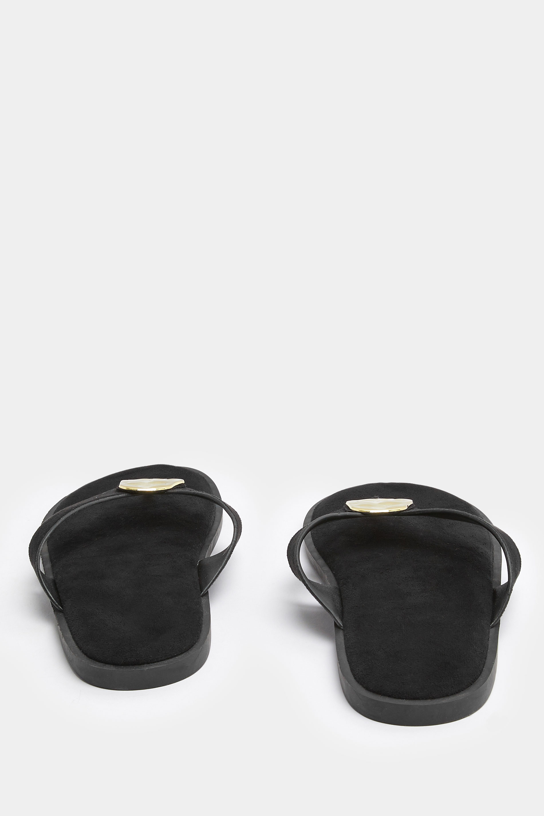 Black Hammered Disk Sandals In Extra Wide EEE Fit | Yours Clothing 4