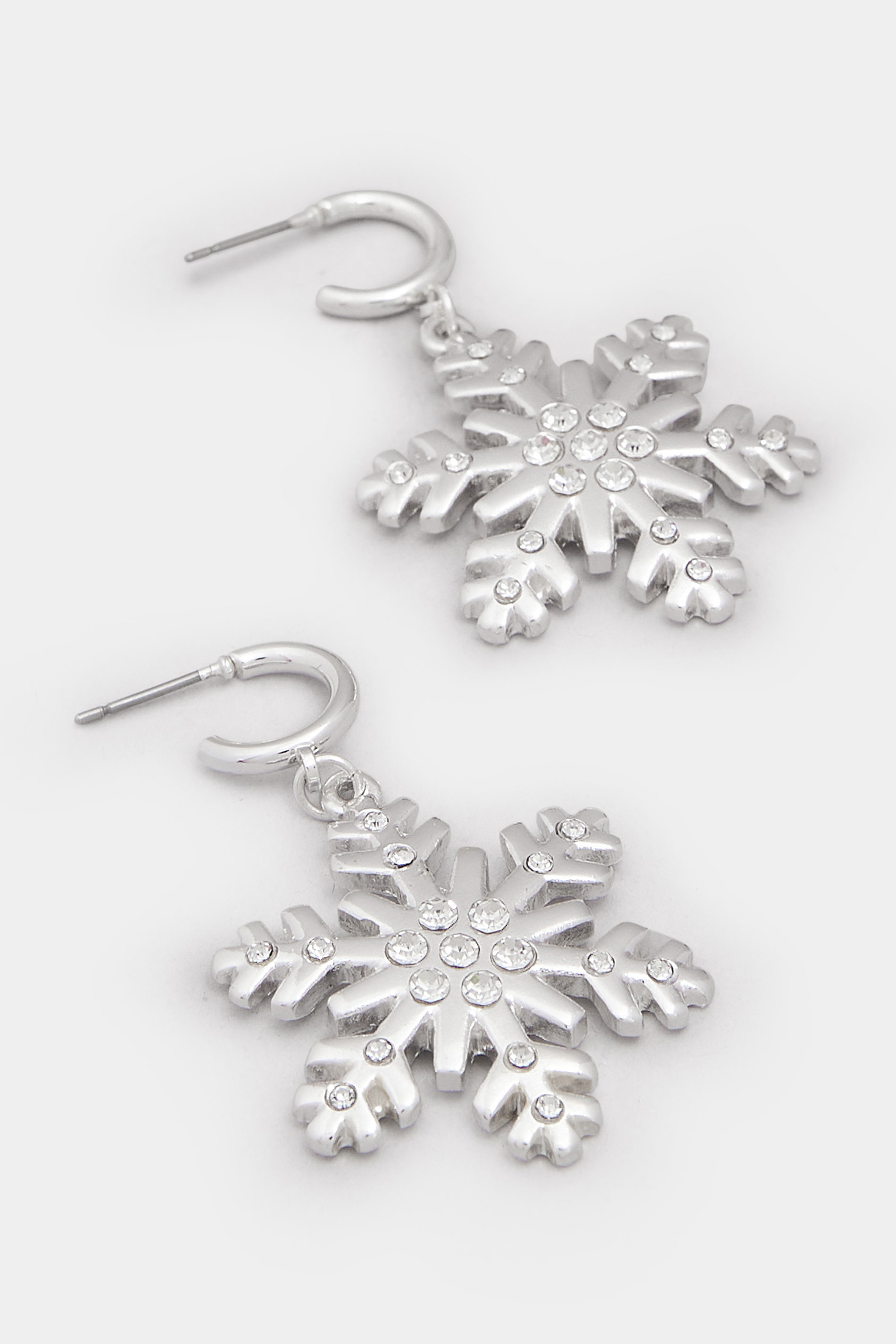 Silver Tone Snowflake Drop Earrings | Yours Clothing 3