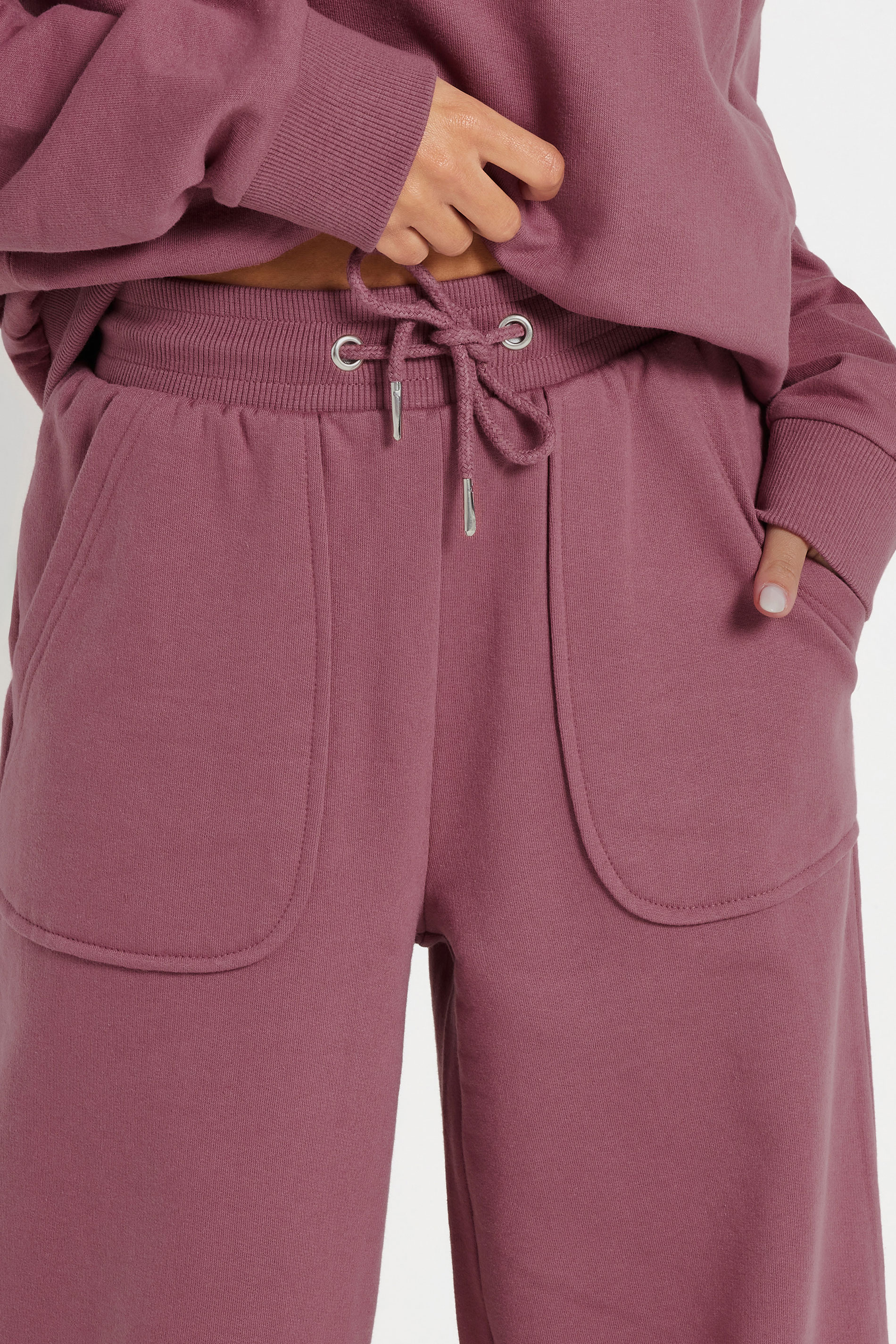 PixieGirl Petite Women's Blush Pink Pocket Patch Wide Leg Joggers | PixieGirl 4