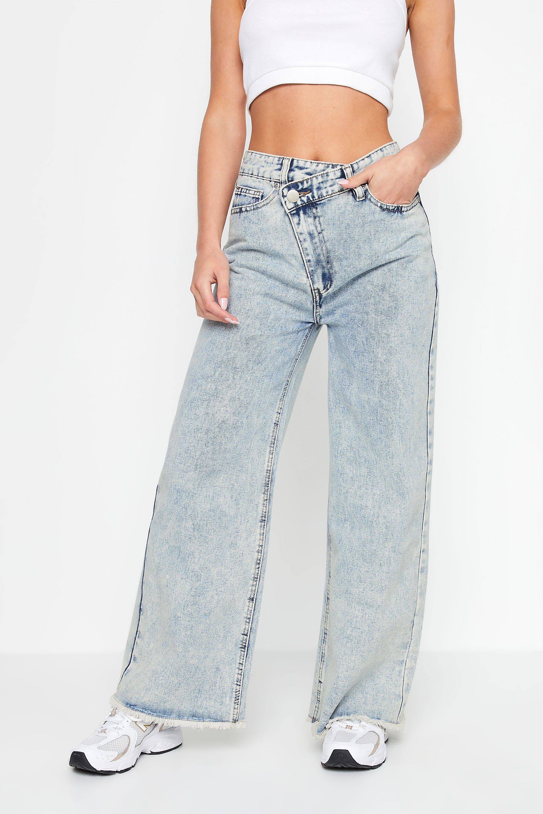 PixieGirl Petite Women's Blue Non-Stretch Asymmetric Waist Jeans | PixieGirl 2