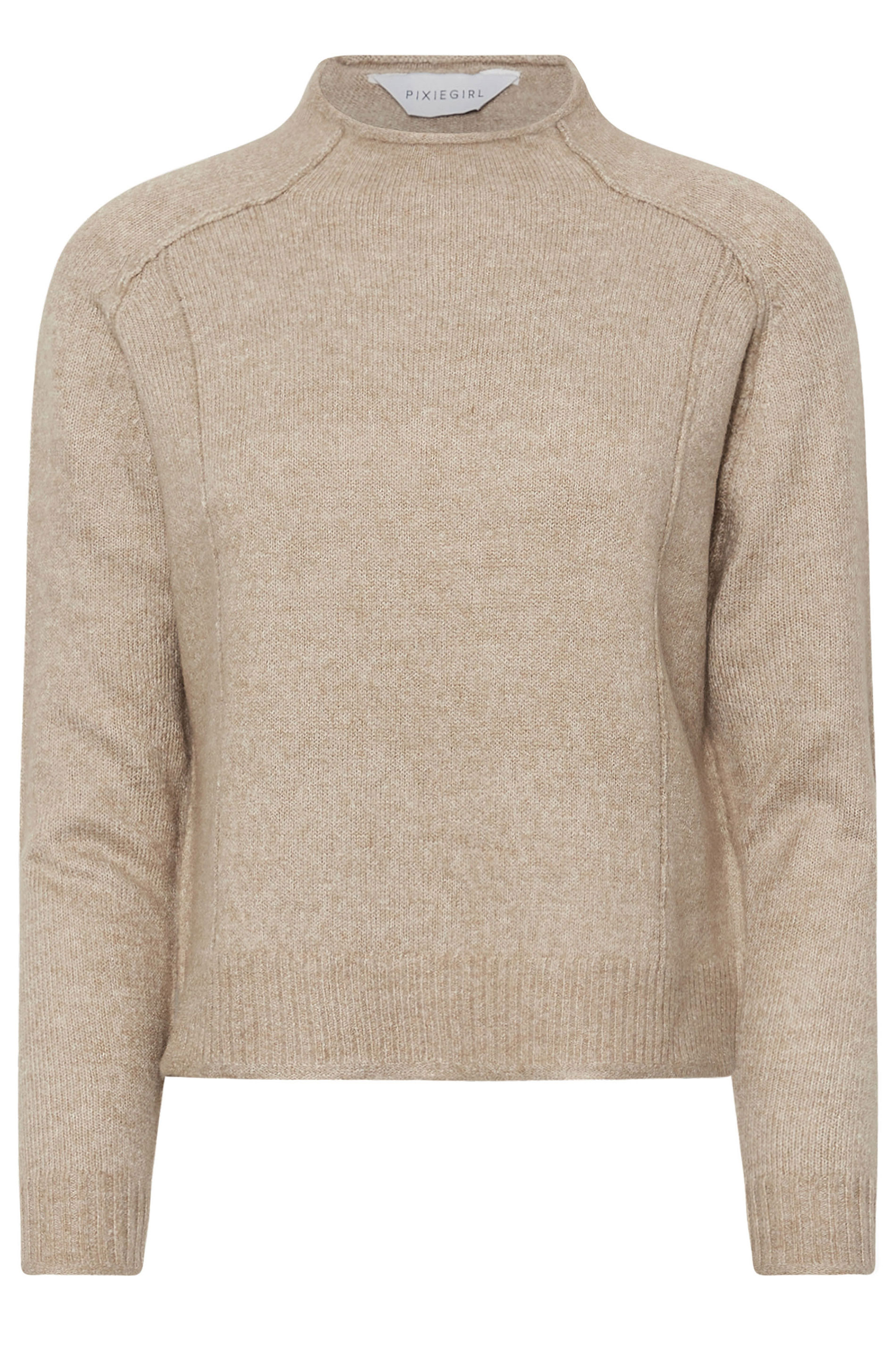 PixieGirl Petite Women's Natural Brown Seam Detail Jumper | PixieGirl 5