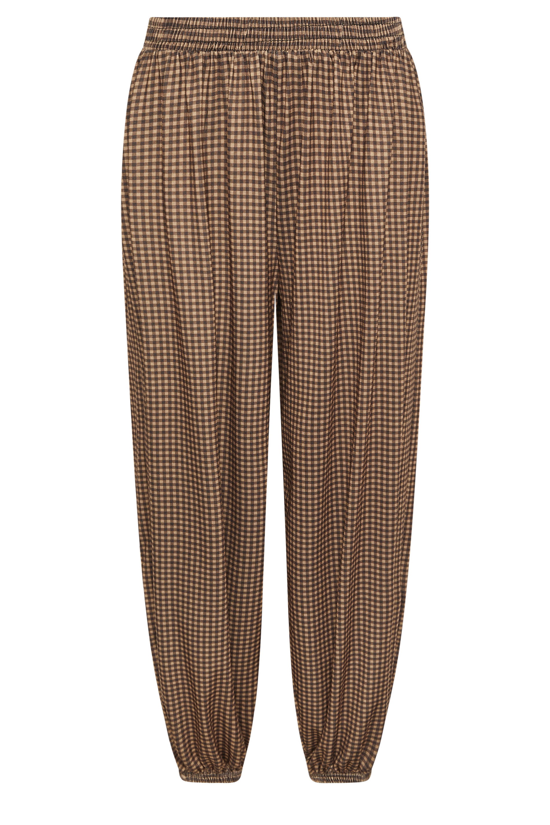 PixieGirl Petite Women's Brown Gingham Balloon Trousers | PixieGirl 5