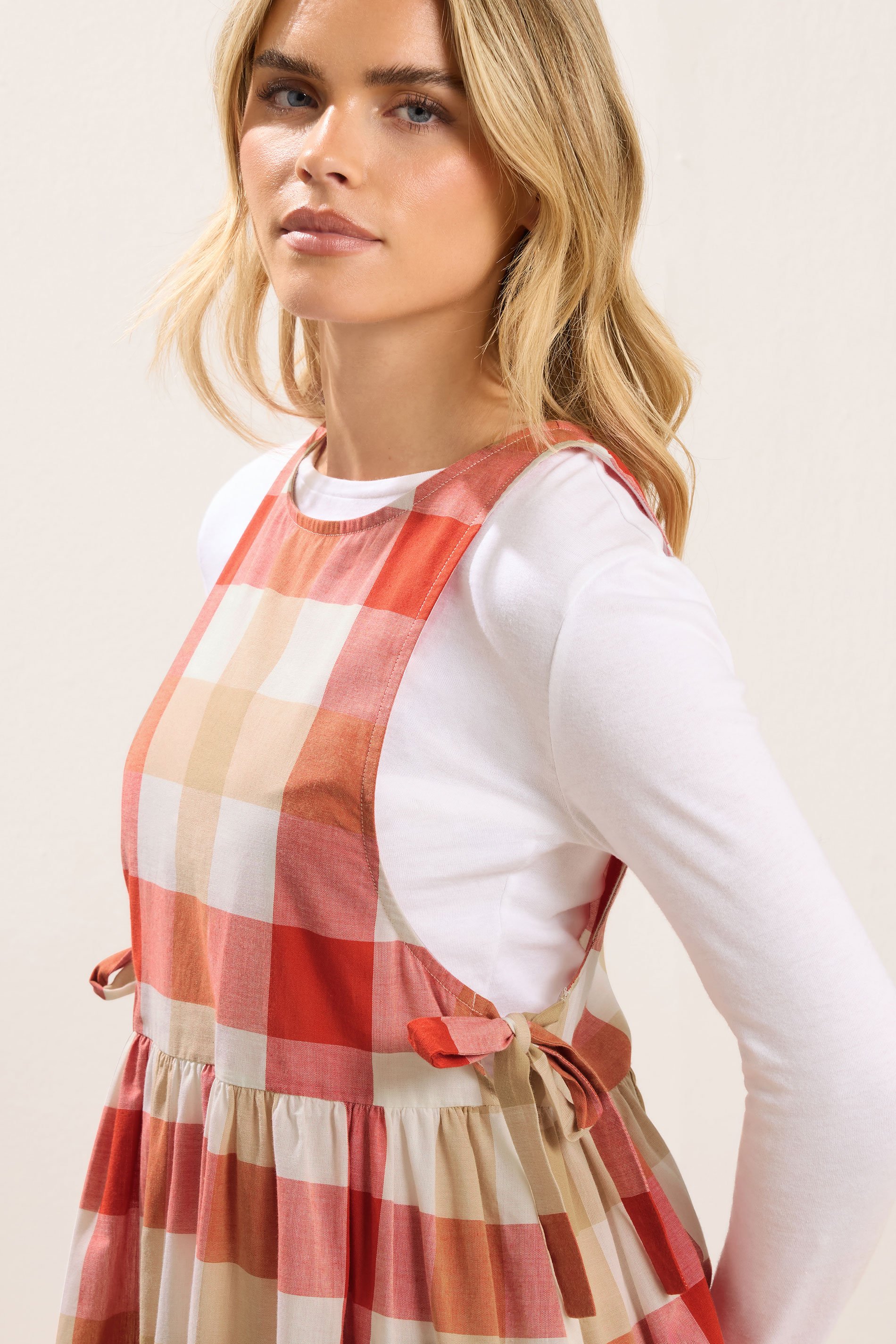 PixieGirl Petite Women's Pink Check Midi Dress | PixieGirl 4