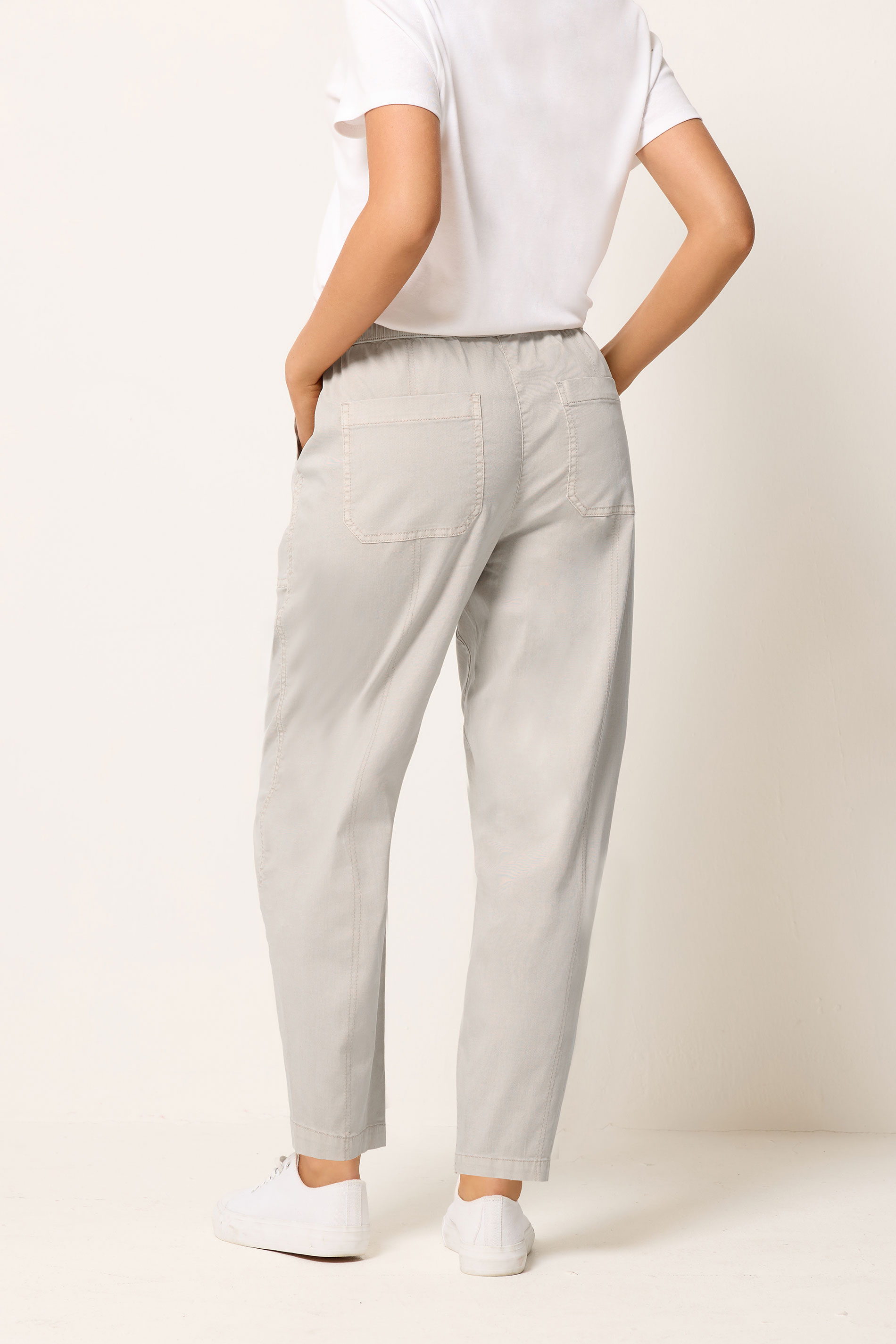 M&Co Natural Brown Tie Waist Barrel Trousers | M&Co 2