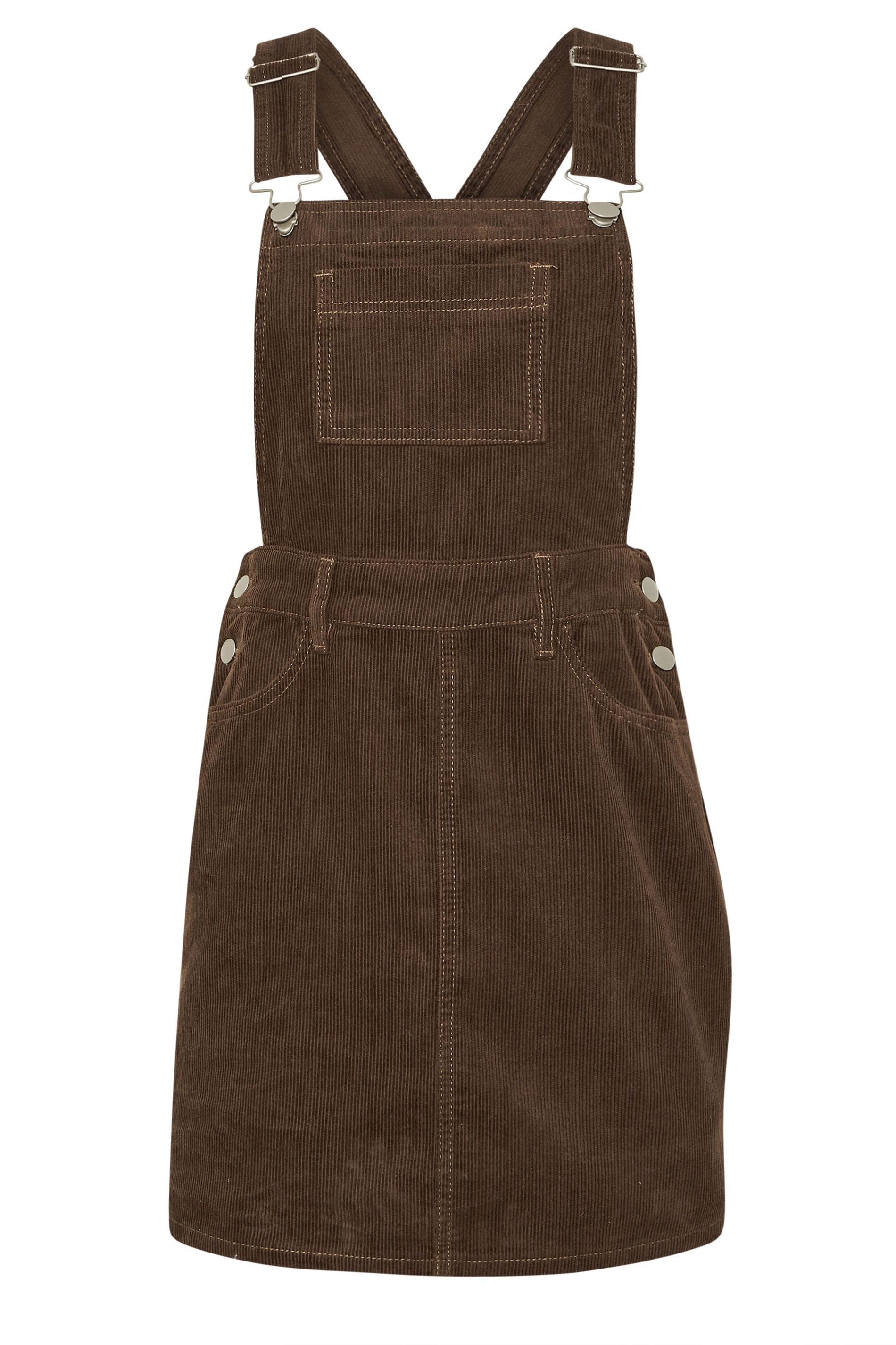 PixieGirl Petite Women's Chocolate Brown Cord Pinafore Dress | PixieGirl 5