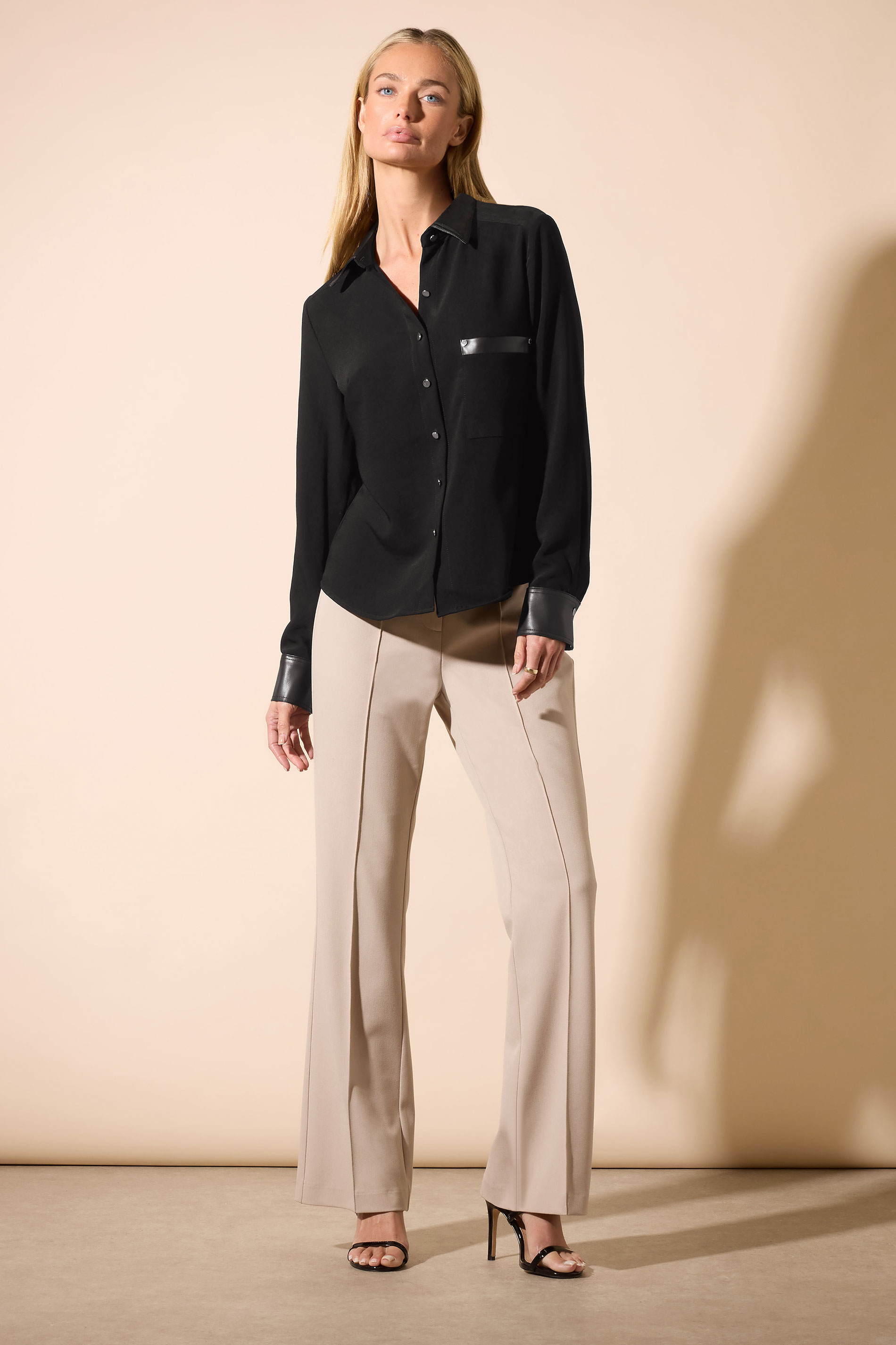 STAR Black Faux Leather Trim Shirt | StarByJM 2