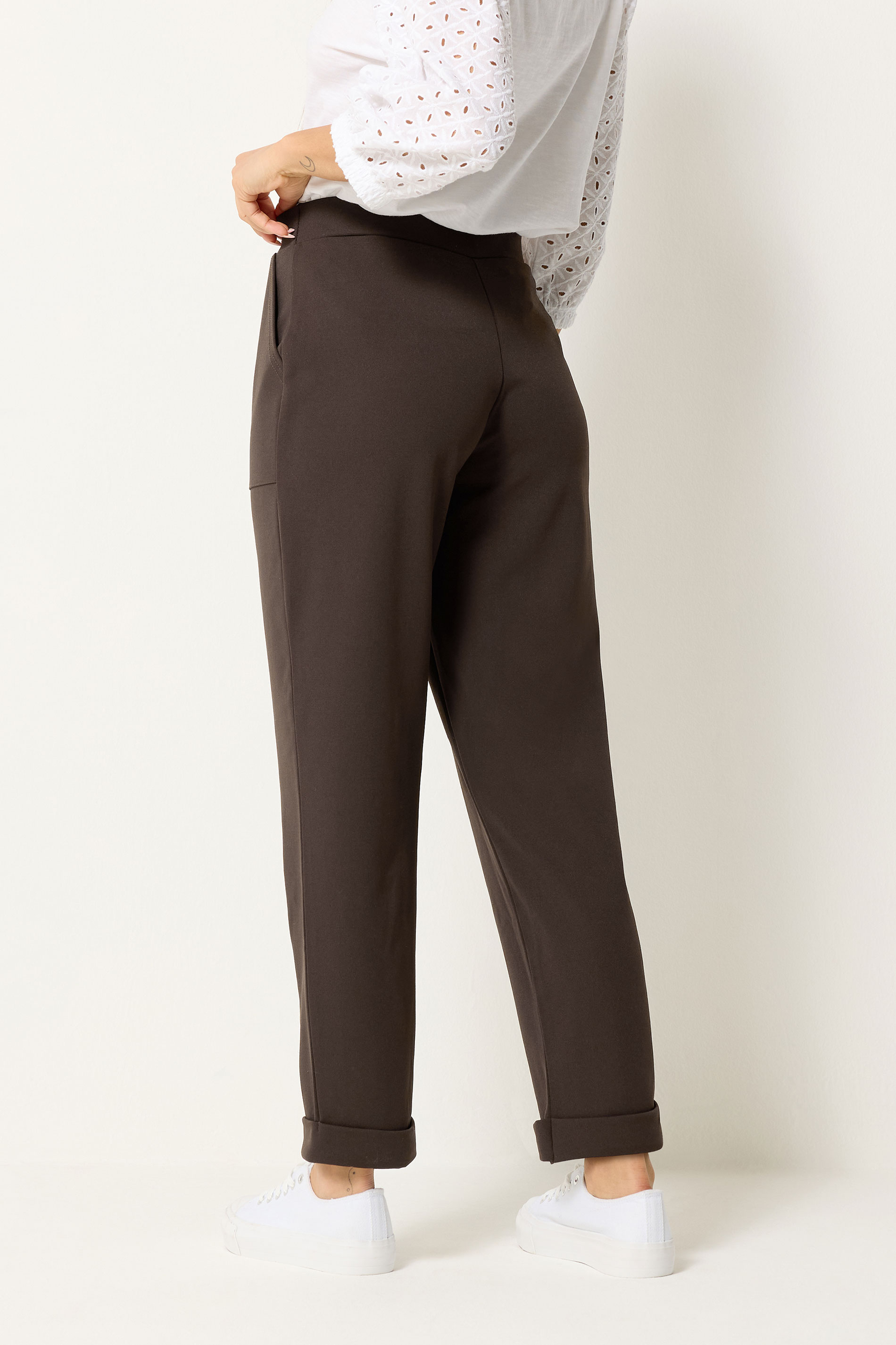 M&Co Petite Chocolate Brown Carpenter Tapered Trousers | M&Co 2