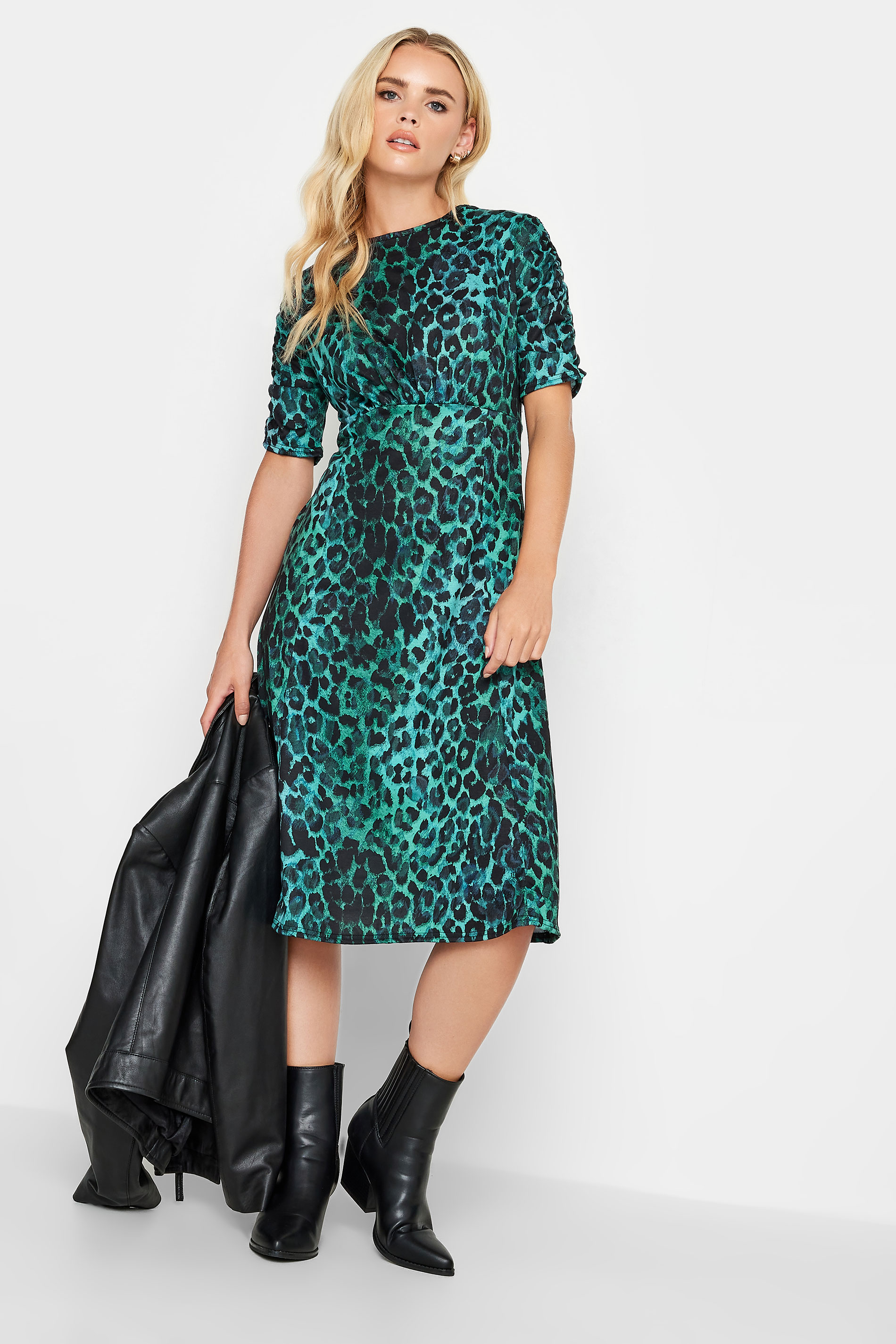 PixieGirl Blue Leopard Print Midi Dress | PixieGirl  2