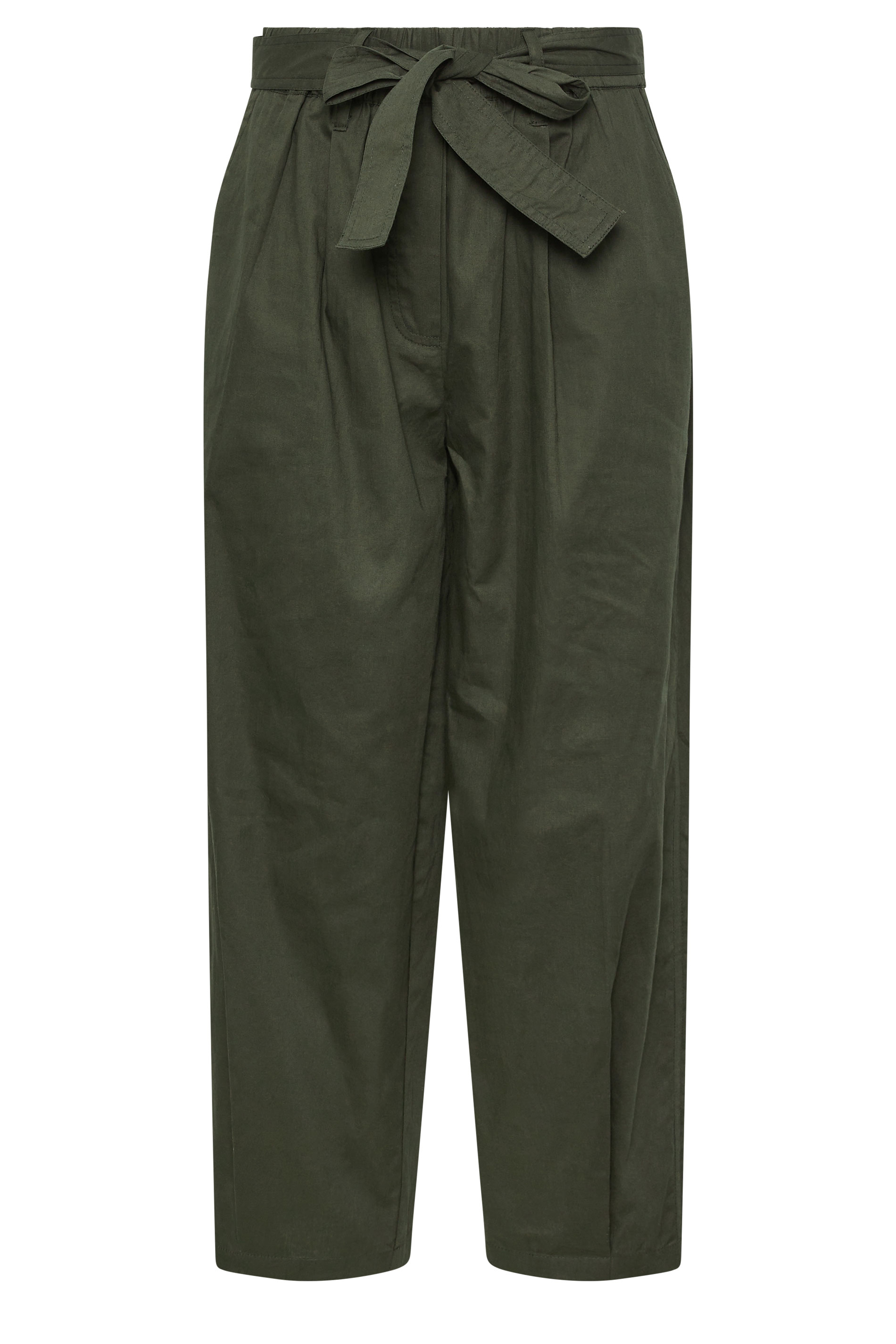 PixieGirl Petite Women's Khaki Green Poplin Barrel Trousers | PixieGirl 5