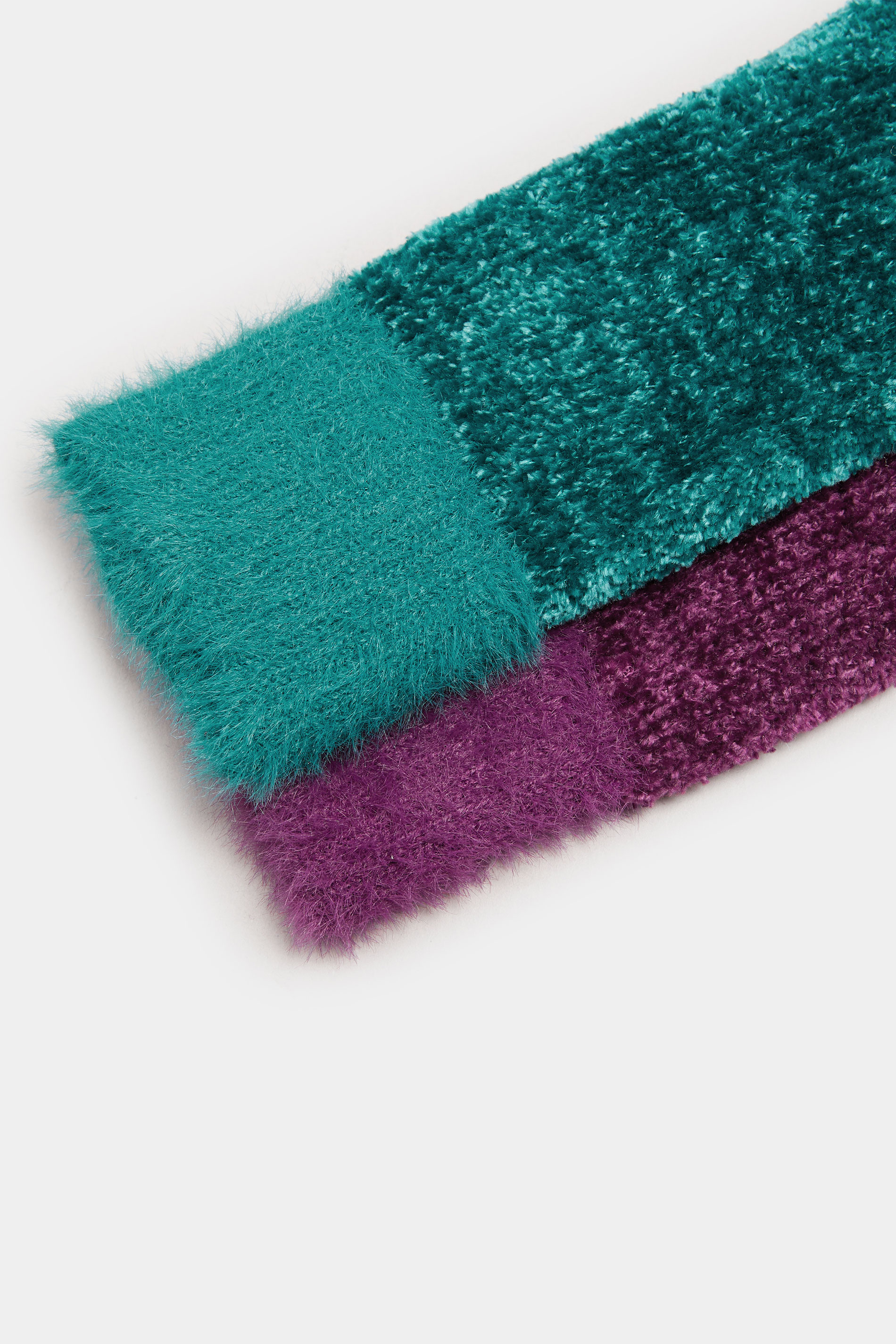 YOURS 2 PACK Curve Green & Purple Chenille Ankle Bed Socks | Yours Clothing 5