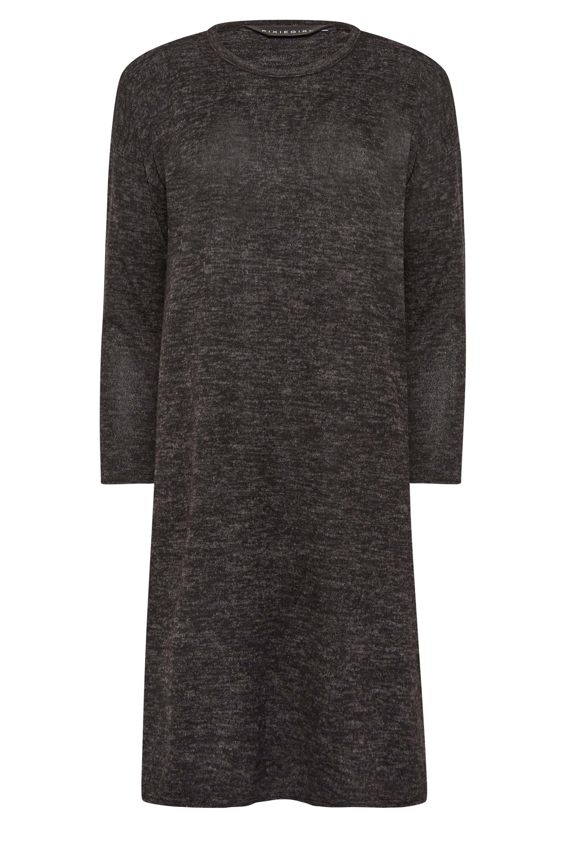 Petite Charcoal Grey Soft Touch Midi Jumper Dress | PixieGirl