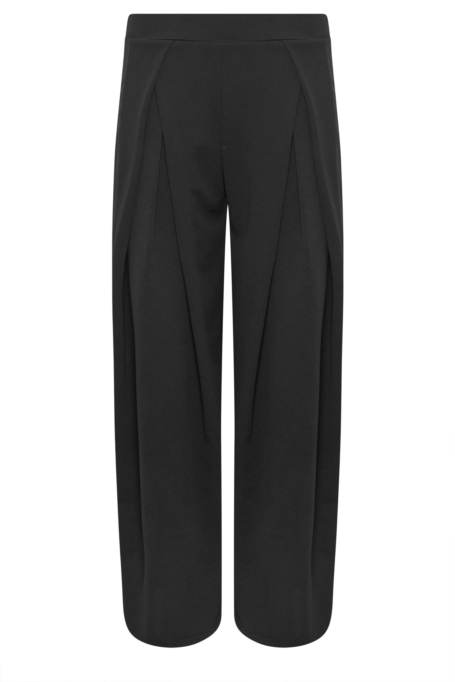 PixieGirl Petite Women's Black Wrap Pleated Wide Leg Trousers | PixieGirl  1