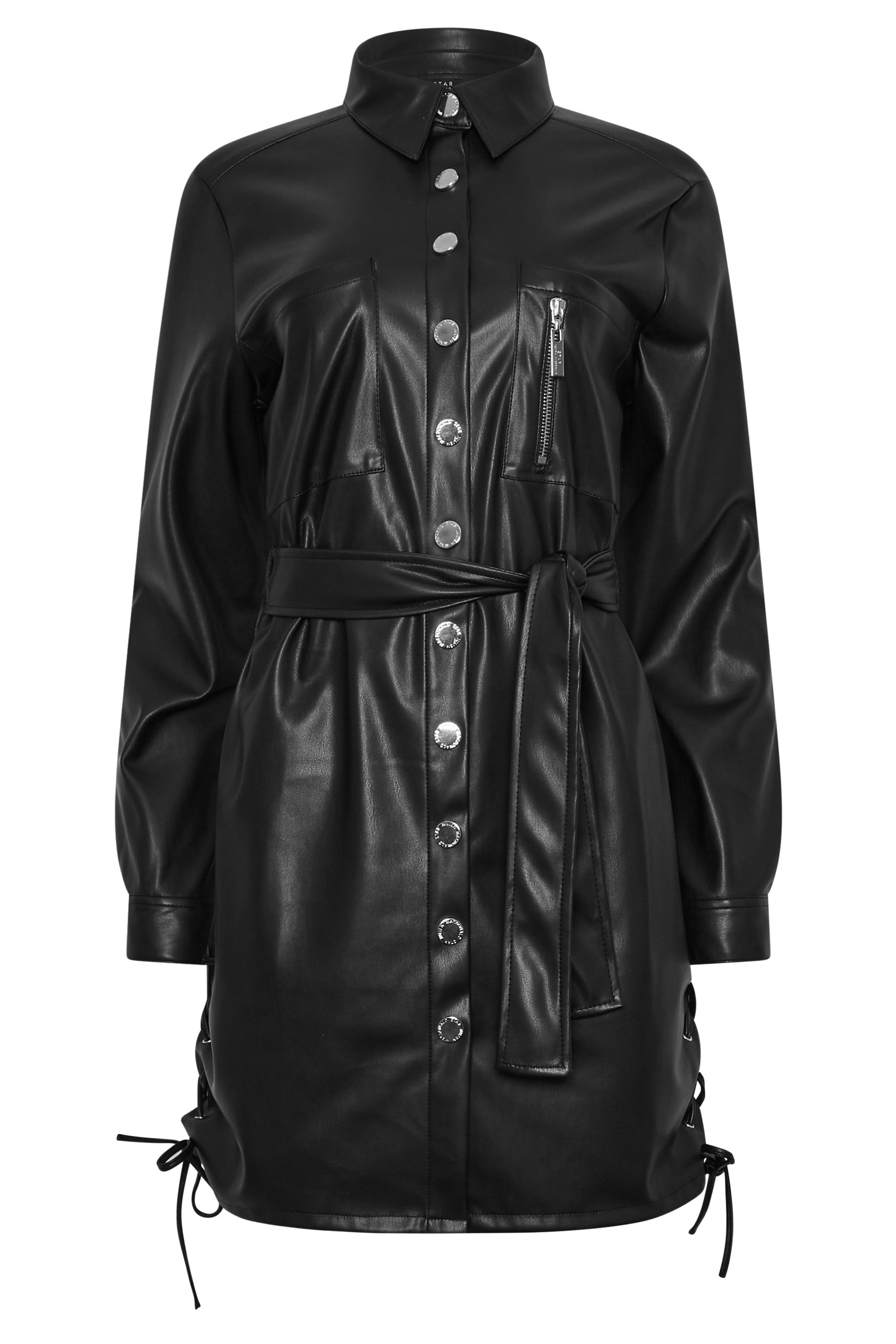 STAR Black Faux Leather Shirt Dress | StarByJM 9
