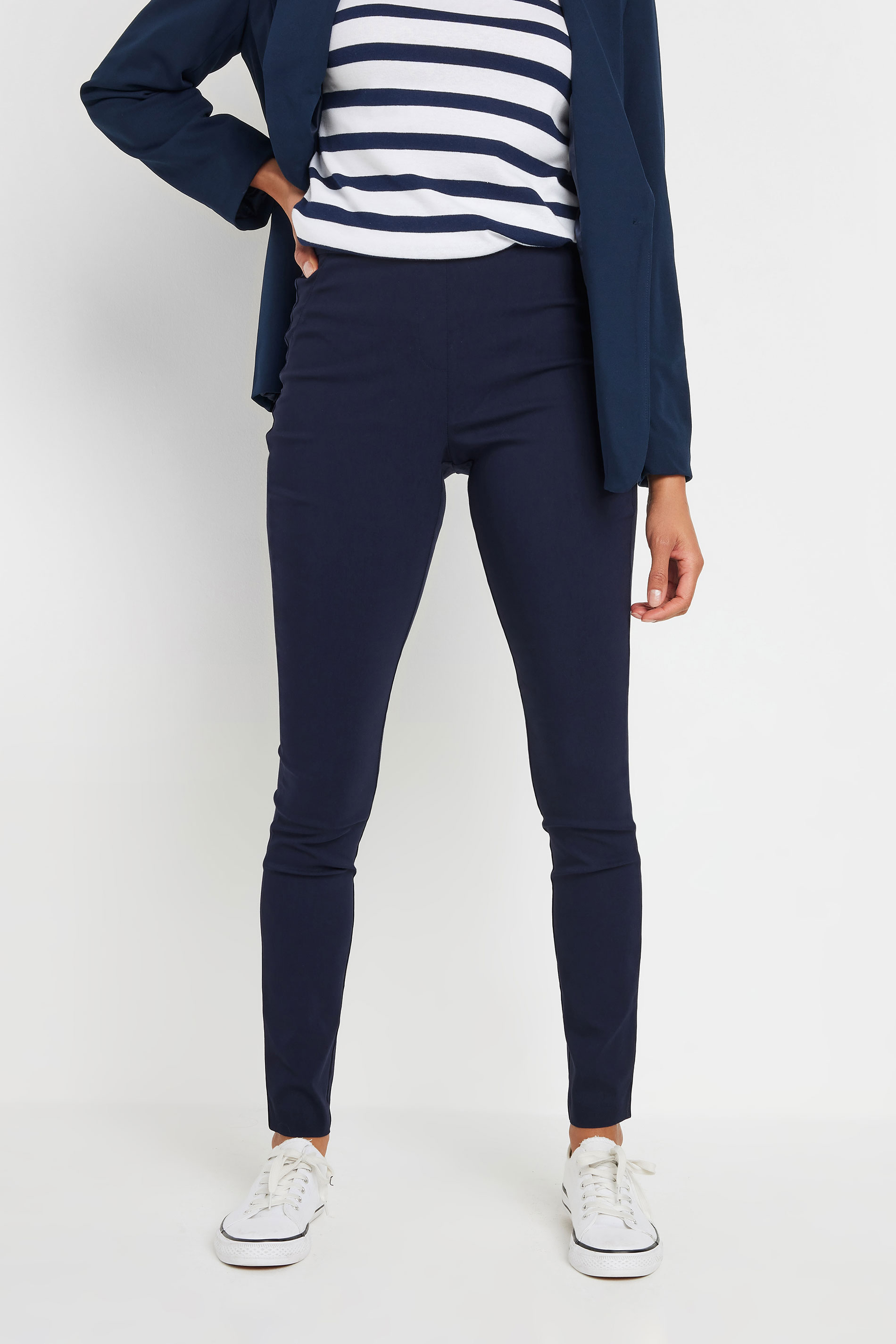 M&Co Navy Blue Skinny Bengaline Formal Trousers | M&Co 3