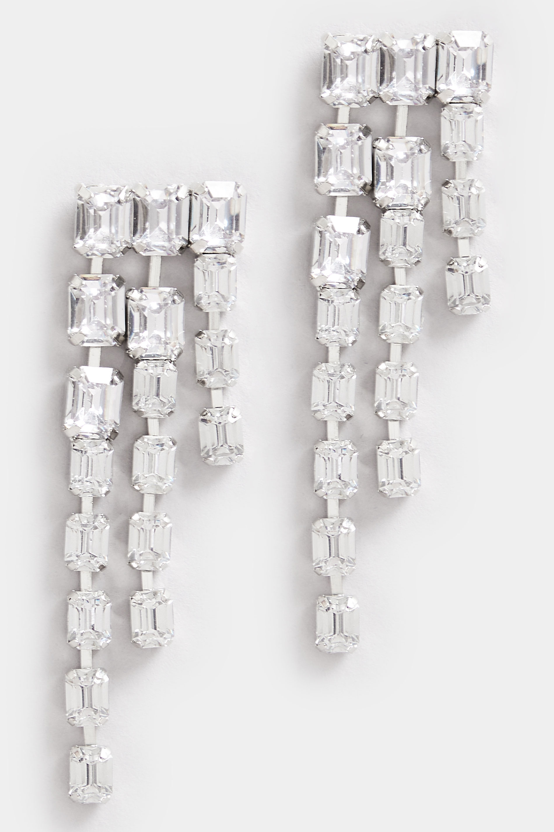 Silver Tone Diamante Statement Earrings | Yours Clothing 2
