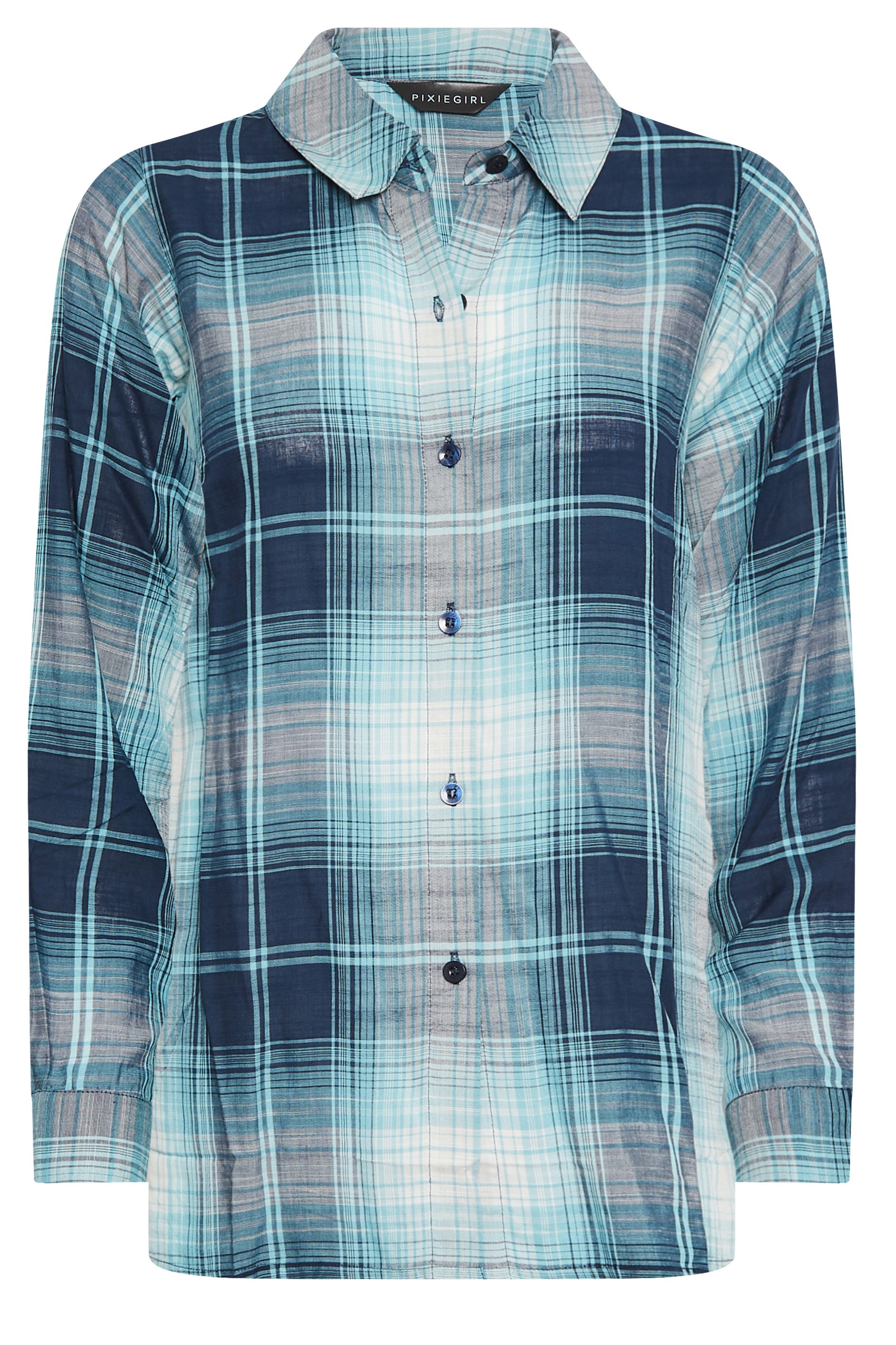 PixieGirl Blue Check Print Boyfriend Shirt | PixieGirl 6
