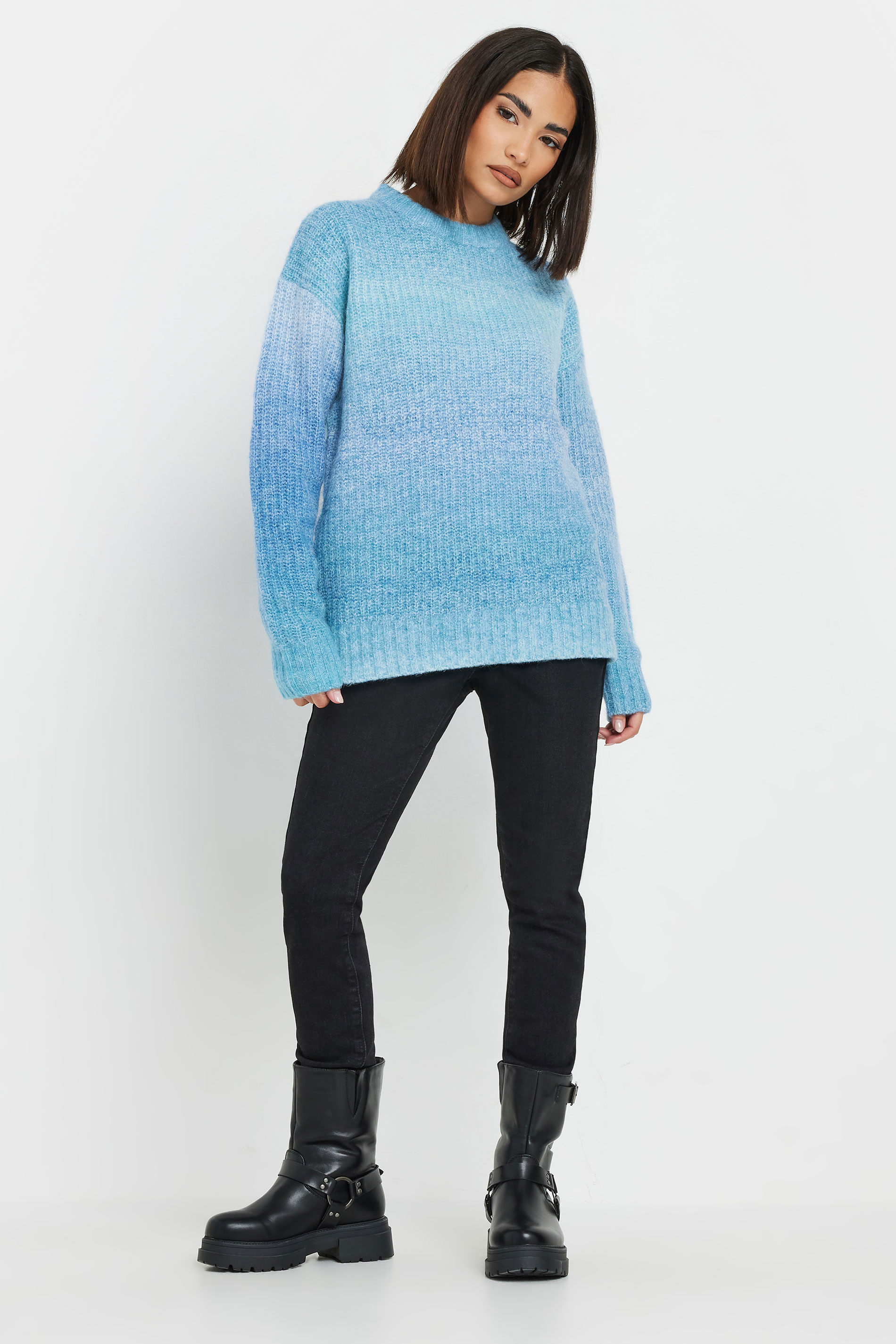PixieGirl Petite Women's Blue Knitted Ombre Jumper | PixieGirl 2