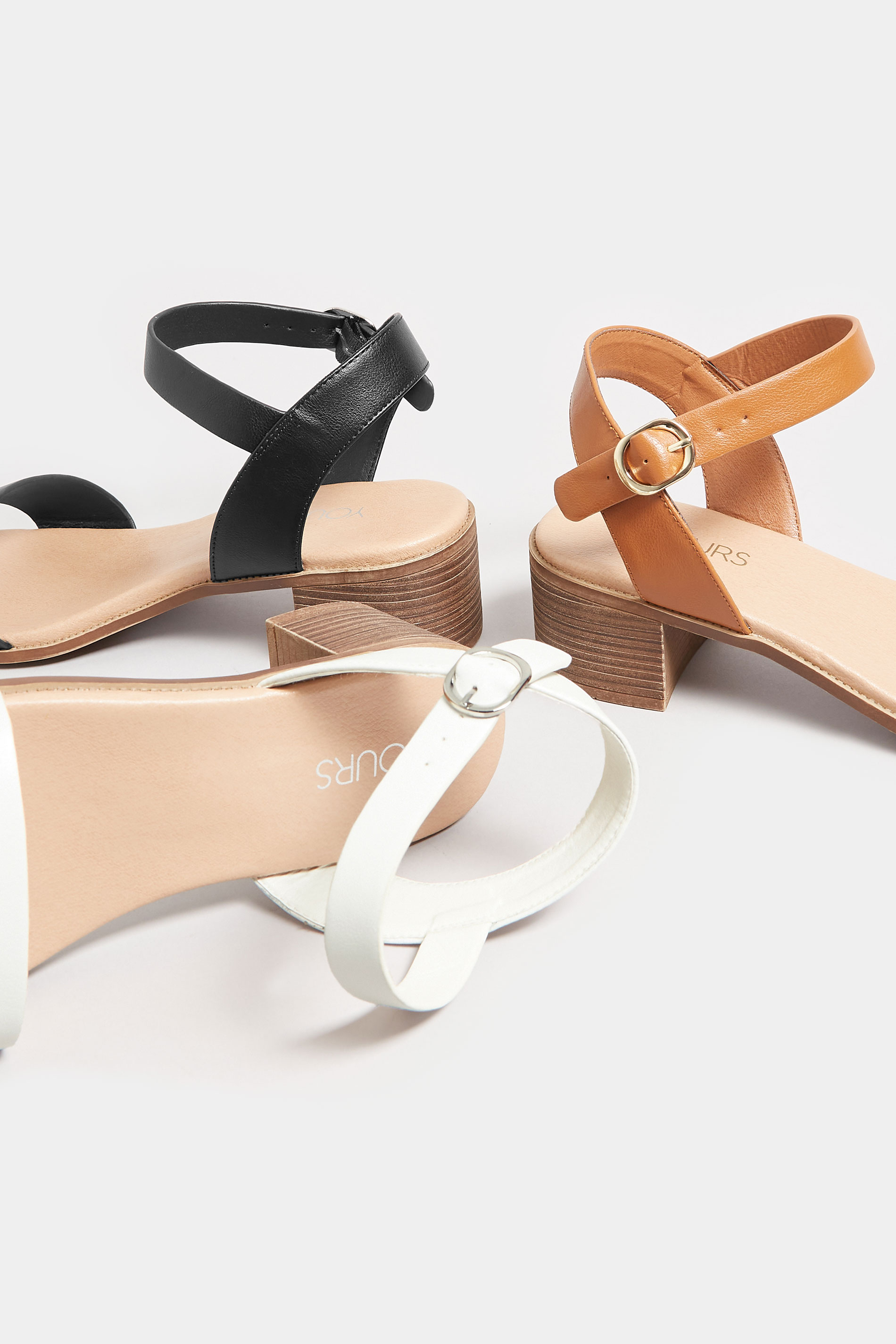 Tan Brown Strappy Low Heel Sandals In Extra Wide EEE Fit | Yours Clothing  7